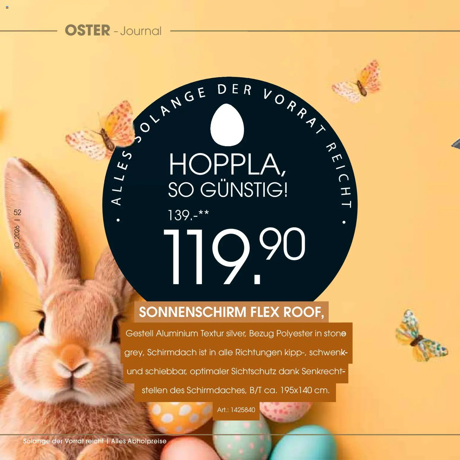 Zurbrüggen Oster-Journal – gültig ab 23.03.2026 | Seite: 52 | Produkte: Sonnenschirm