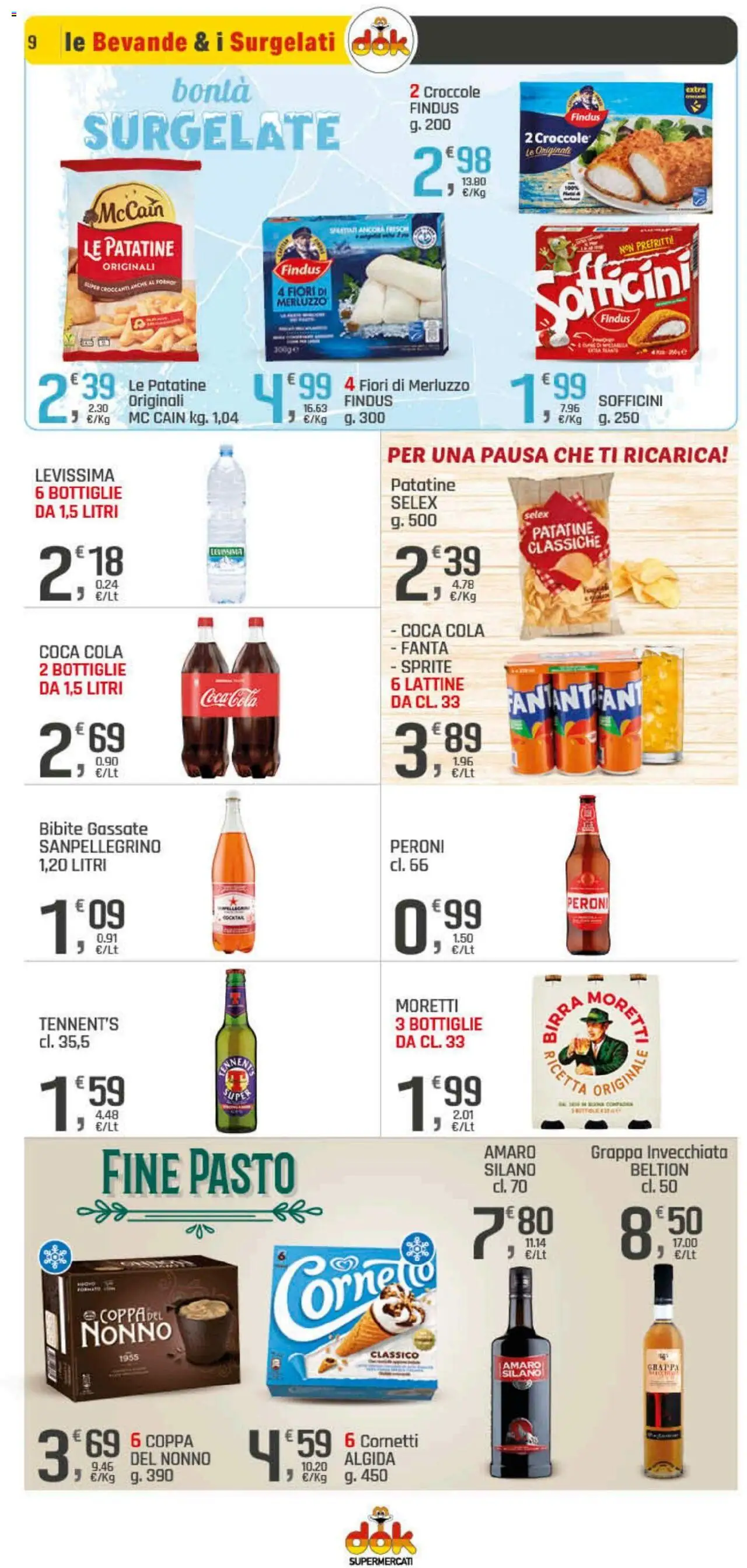 Volantino DOK del 09.10.2025 | Pagina: 9 | Prodotti: Merluzzo, Patatine, Fanta, Coca Cola