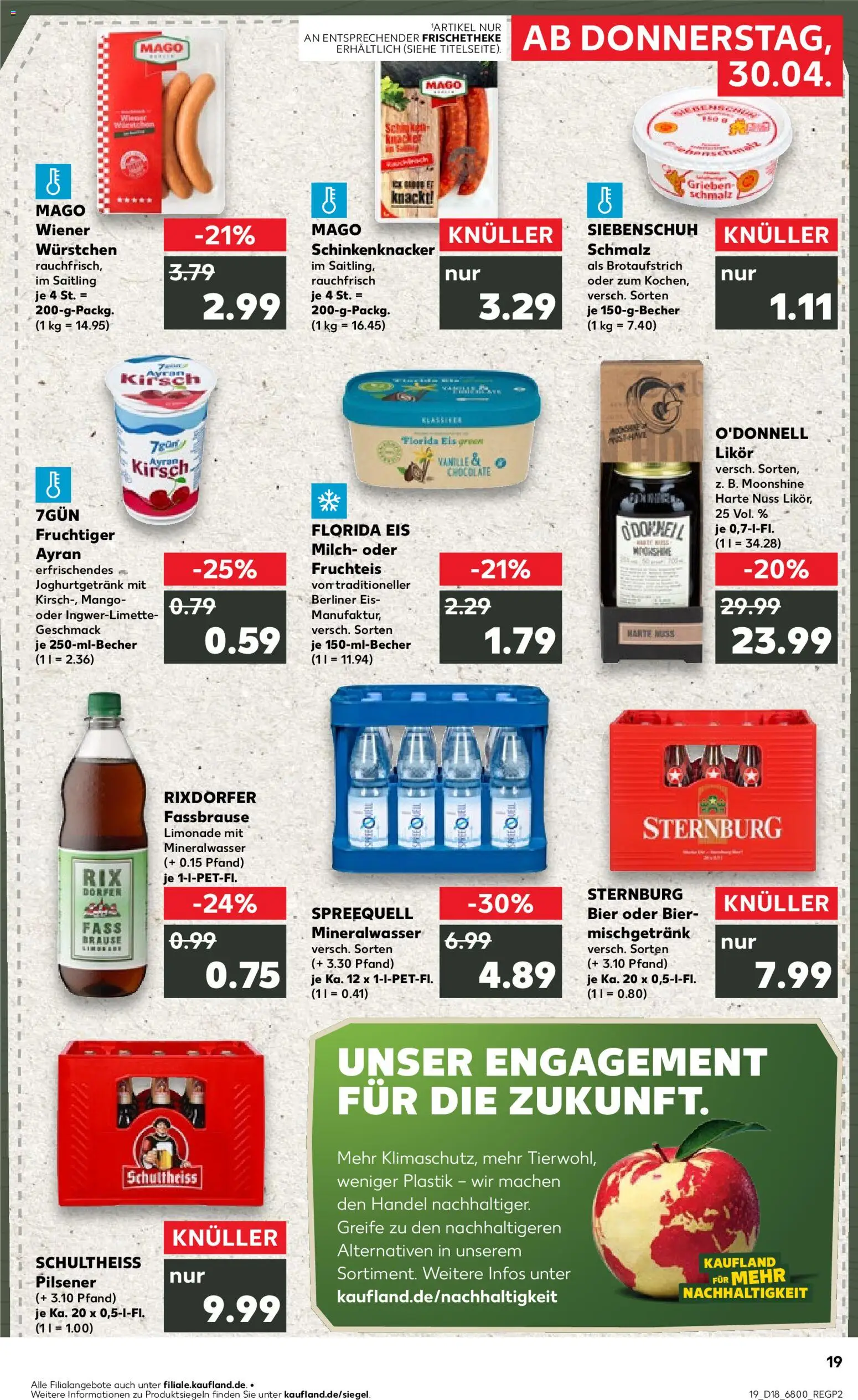 Kaufland Prospekt Berlin	 – gültig ab 30.04.2026 | Seite: 19 | Produkte: Berliner, Wiener wurstchen, Bier, Mineralwasser