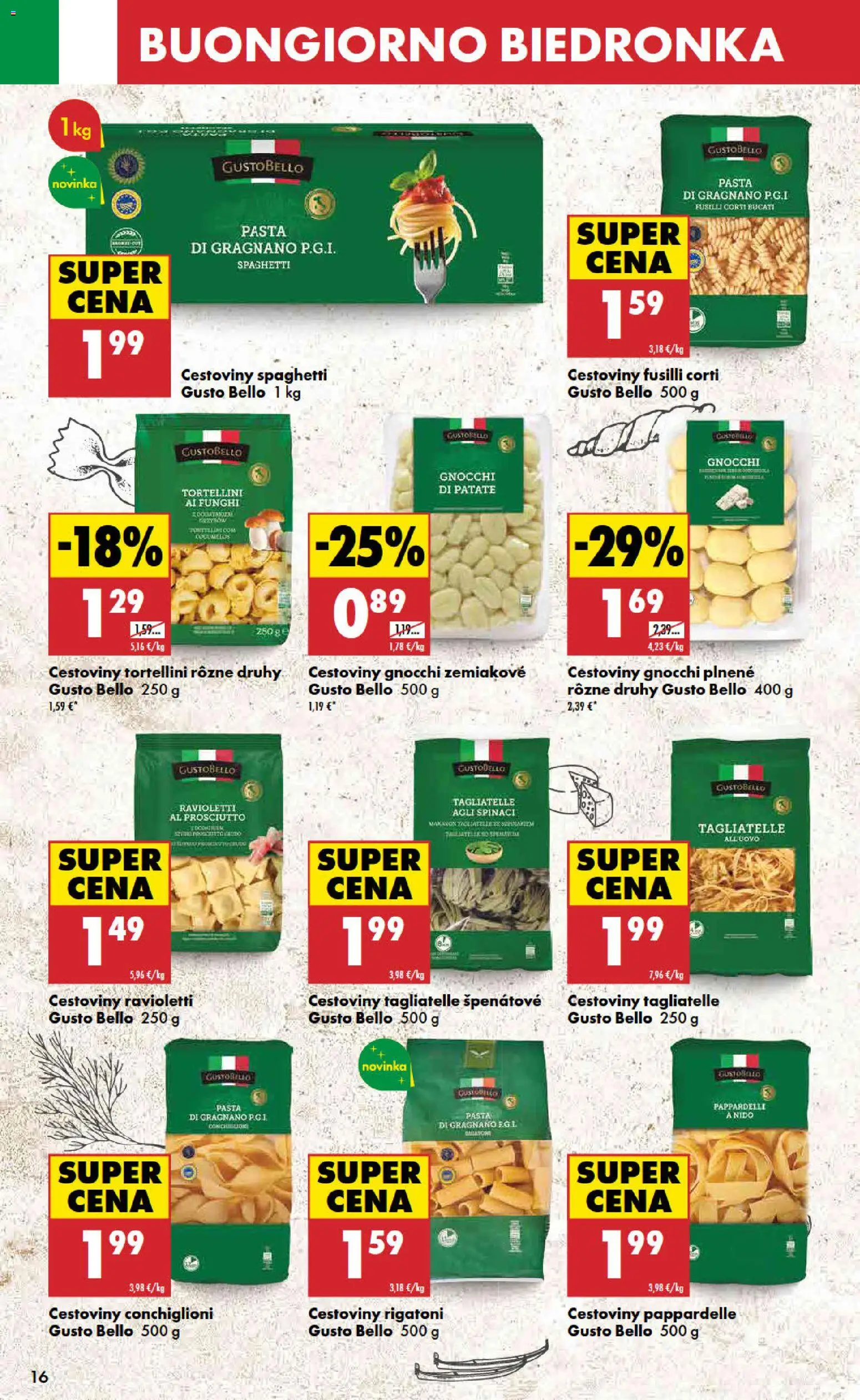 Nové Biedronka akcie – leták je platný od 09.04.2026 | Strana: 16 | Produkty: Fusilli, Cestoviny