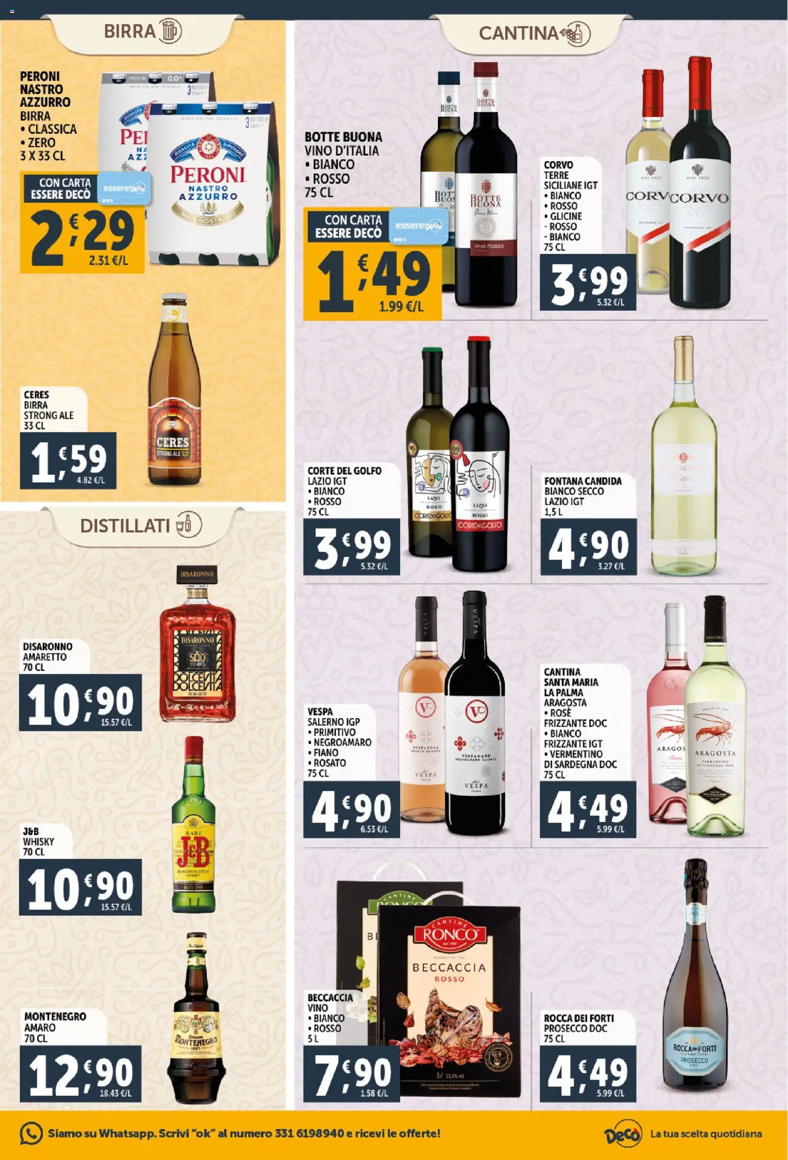 Volantino Decò del 20.01.2026 | Pagina: 19 | Prodotti: Birra, Prosecco, Whisky, Amaro