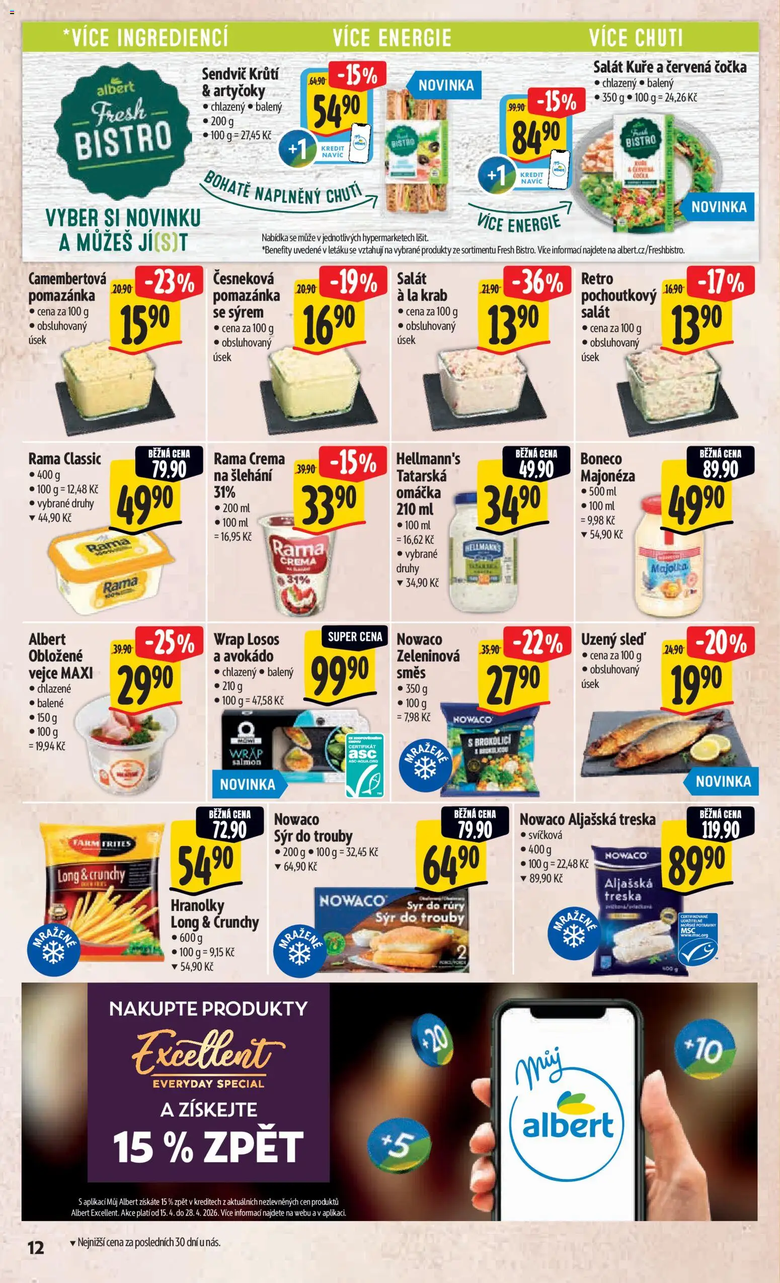 Albert leták - Hypermarket od 15.04.2026 | Strana: 20 | Produkty: Sýr, Vejce, Hellmann's, Kuře