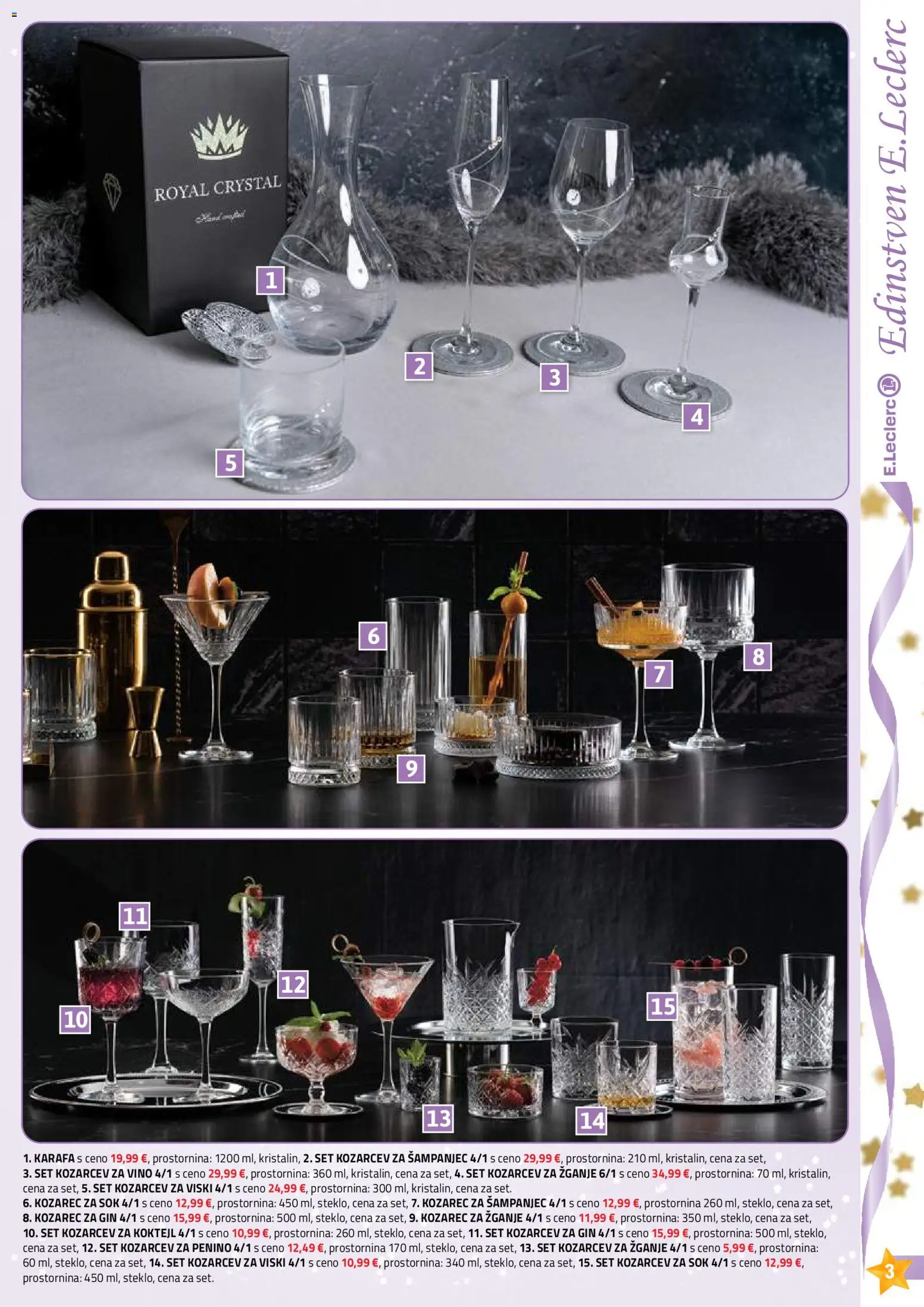 Novi E.leclerc katalog ponudbe – veljaven od 26.11.2025 | Stran: 3 | Izdelki: Kozarec, Sok, Vino, Gin