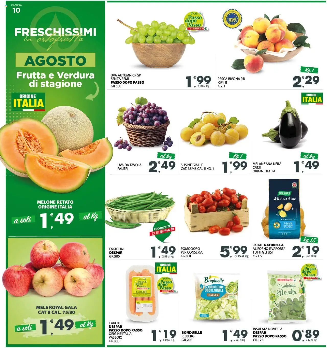 Volantino Interspar del 28.08.2025 | Pagina: 11 | Prodotti: Insalata, Patate, Melone, Vassoio