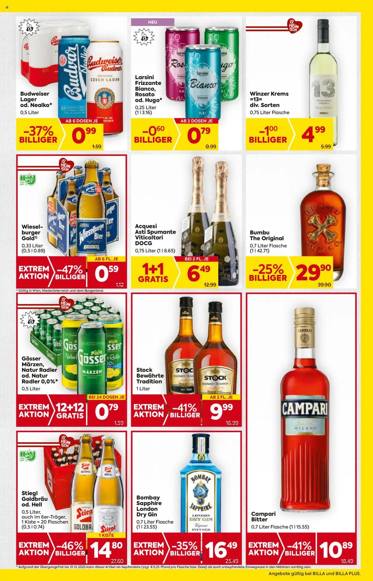 Billa AT akciós ujság - amely érvényes a következő dátumtól: 07.08.2025 | Oldal: 13 | Termékek: Radler, Budweiser, Campari, Gin