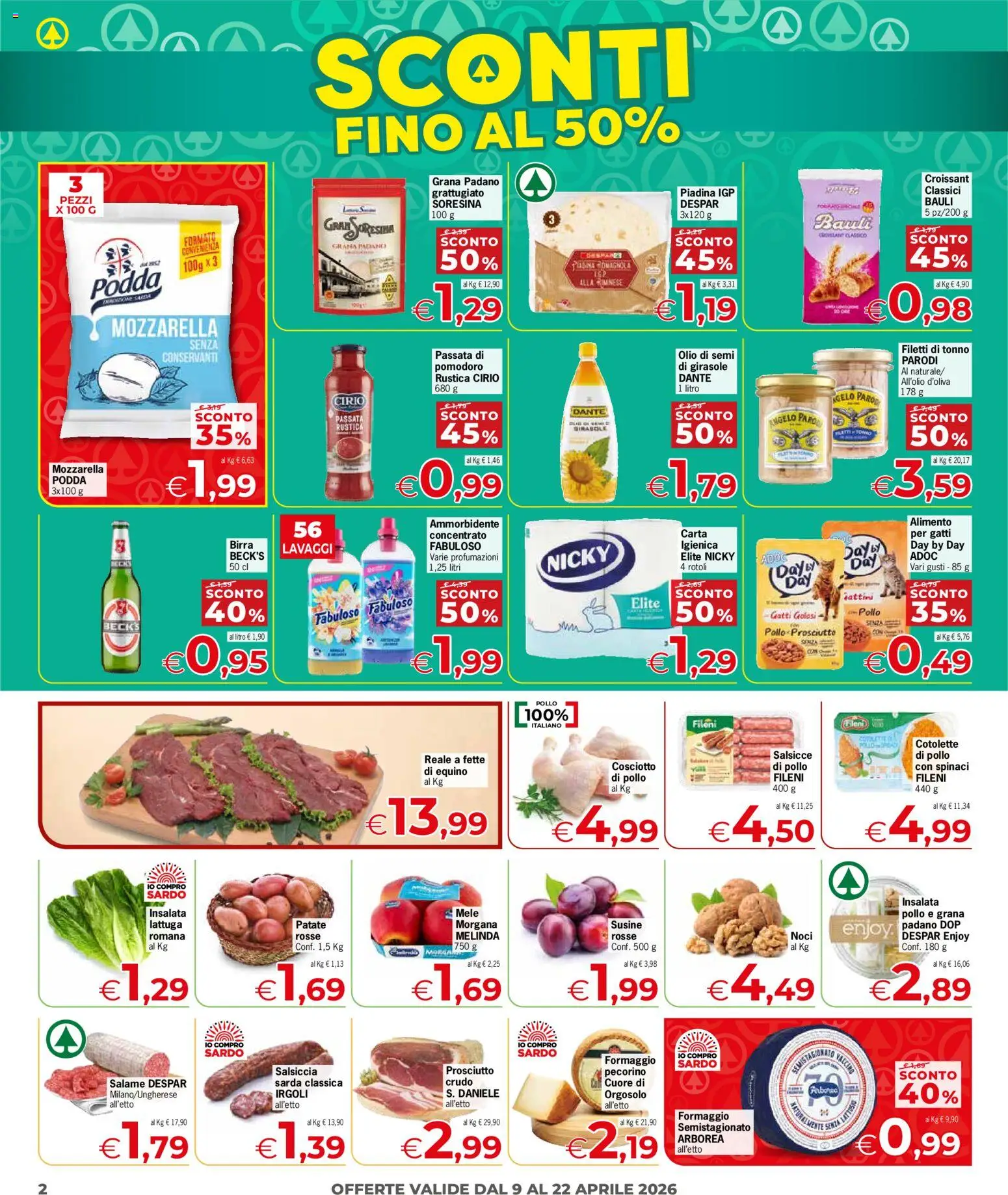 Volantino Despar del 09.04.2026 | Pagina: 2 | Prodotti: Patate, Olio, Susine, Lattuga