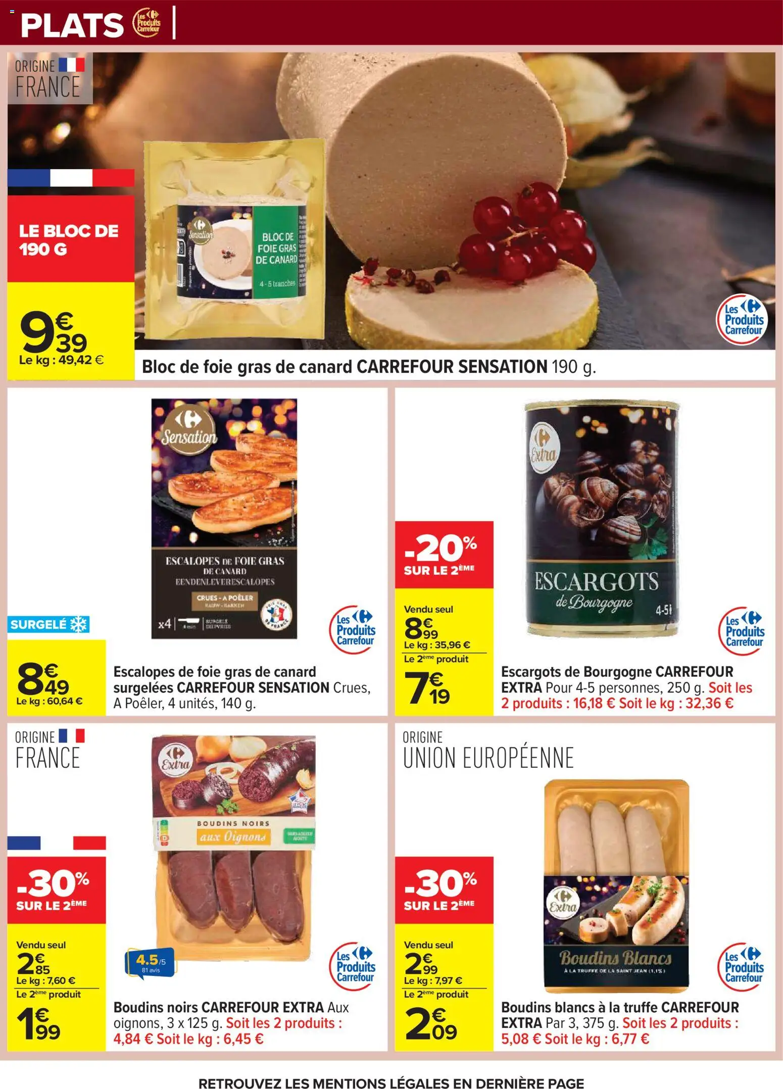 {H1} | Page: 75 | Produits: Foie Gras de Canard, Escargots, Bloc de foie gras, Oignons