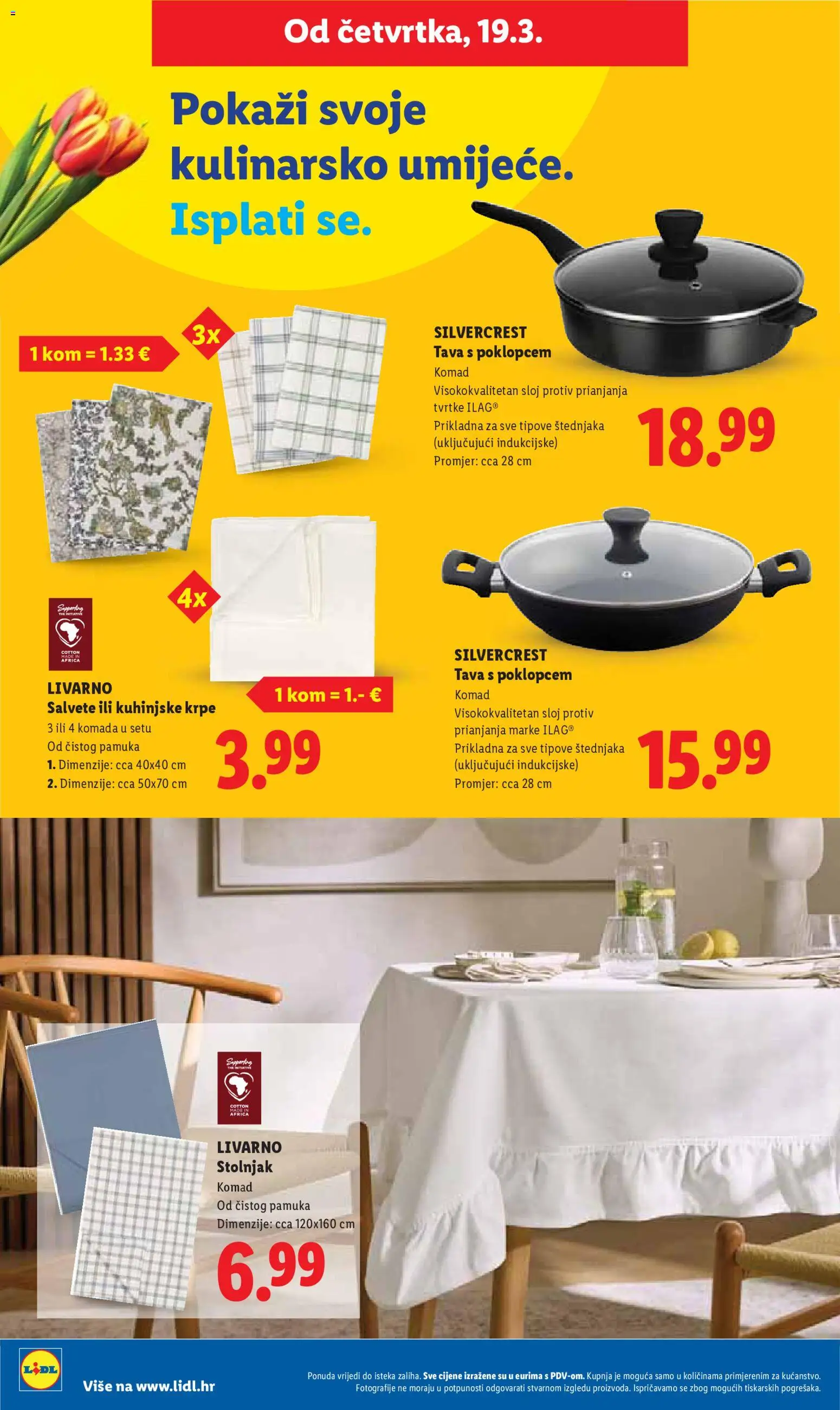 Lidl katalog | vrijedi od 16.03.2026 | Stranica: 40 | Proizvodi: Salvete, Kuhinjske krpe, Stolnjak, Tava