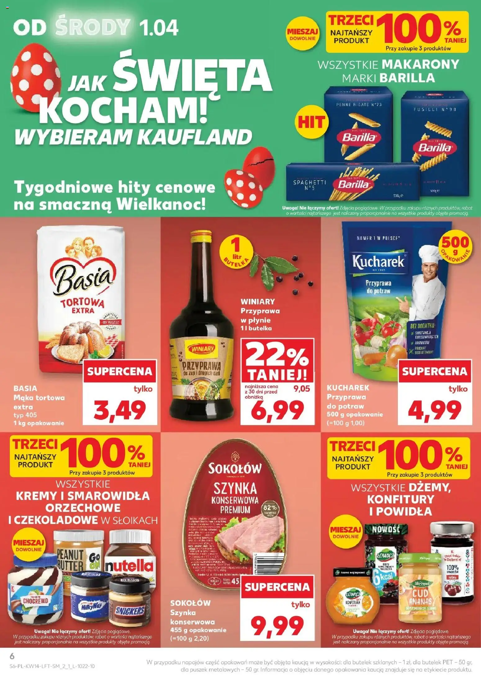 Kaufland gazetka od 01.04.2026 | Strona: 6 | Produkty: Nutella, Szynka, Powidła, Makarony