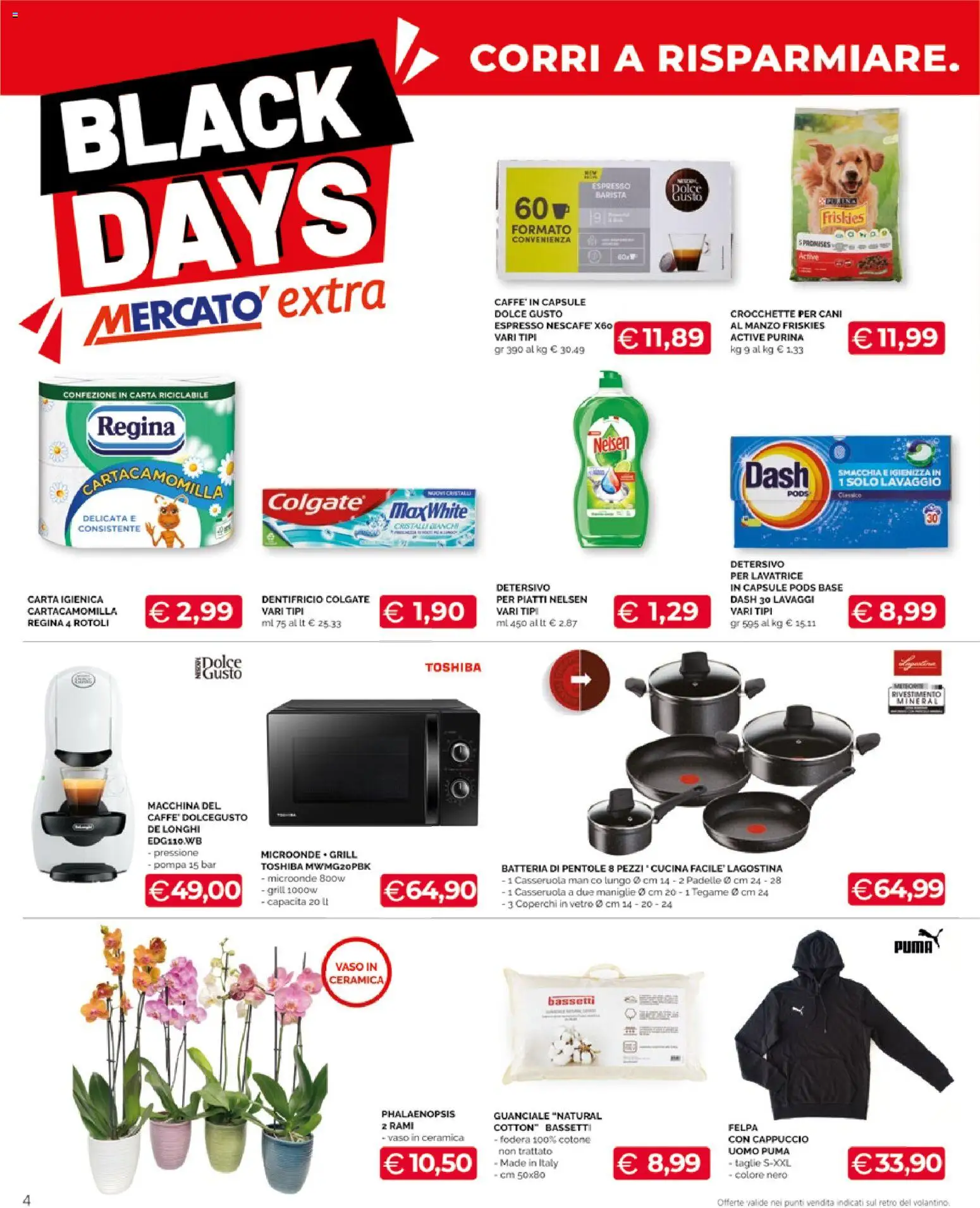 Volantino Mercatò del 10.11.2025 | Pagina: 4 | Prodotti: Microonde, Felpa, Lavatrice, Batteria