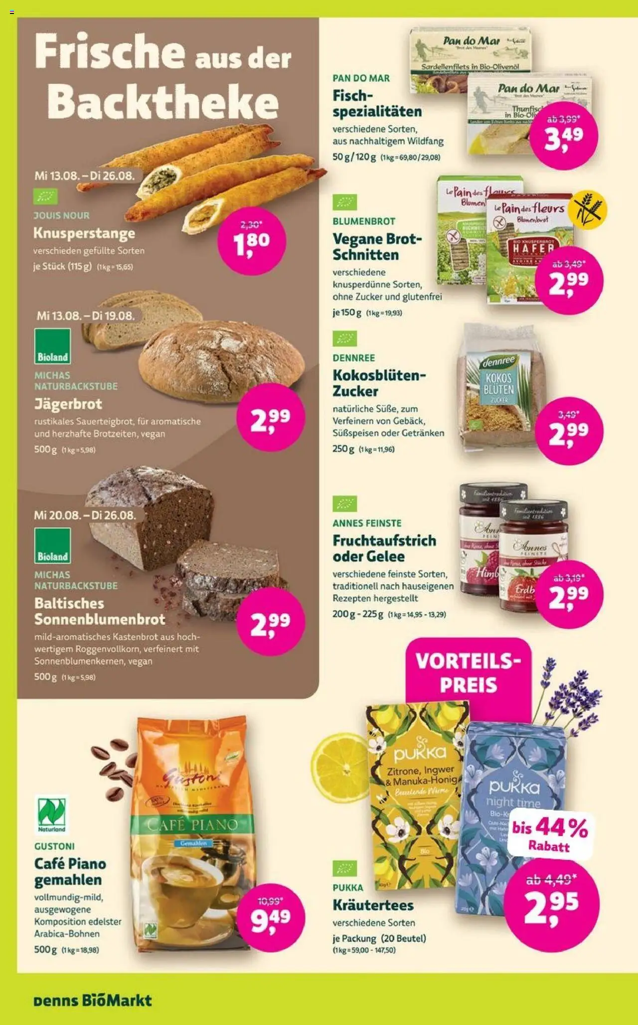 Denns BioMarkt Angebote - gültig ab dem 13.08.2025 | Seite: 8 | Produkte: Blumen, Fisch, Zucker, Brot