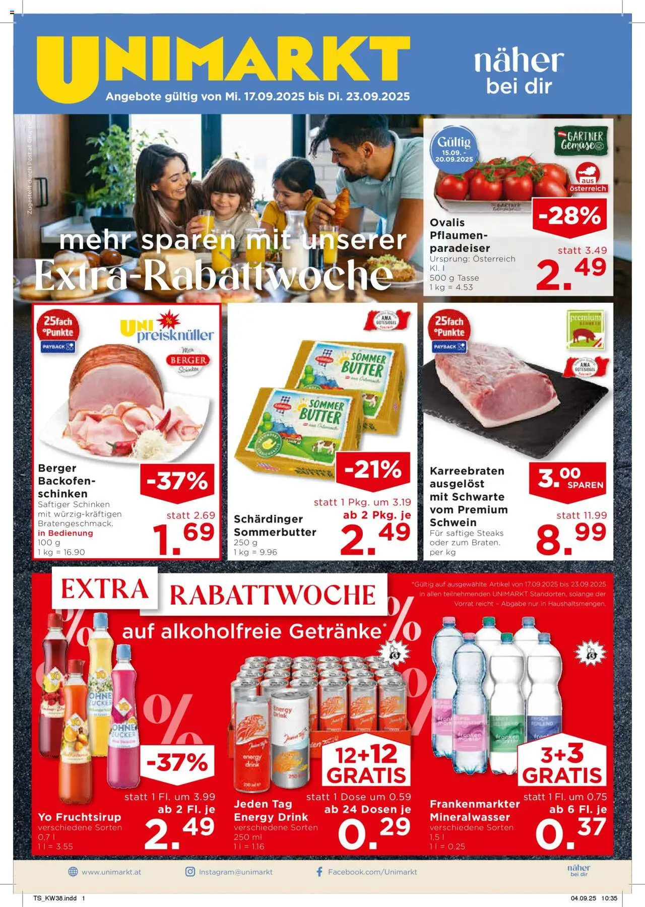 Unimarkt Nord gültig ab 17.09.2025 | Seite: 3 | Produkte: Zucker, Butter, Schinken