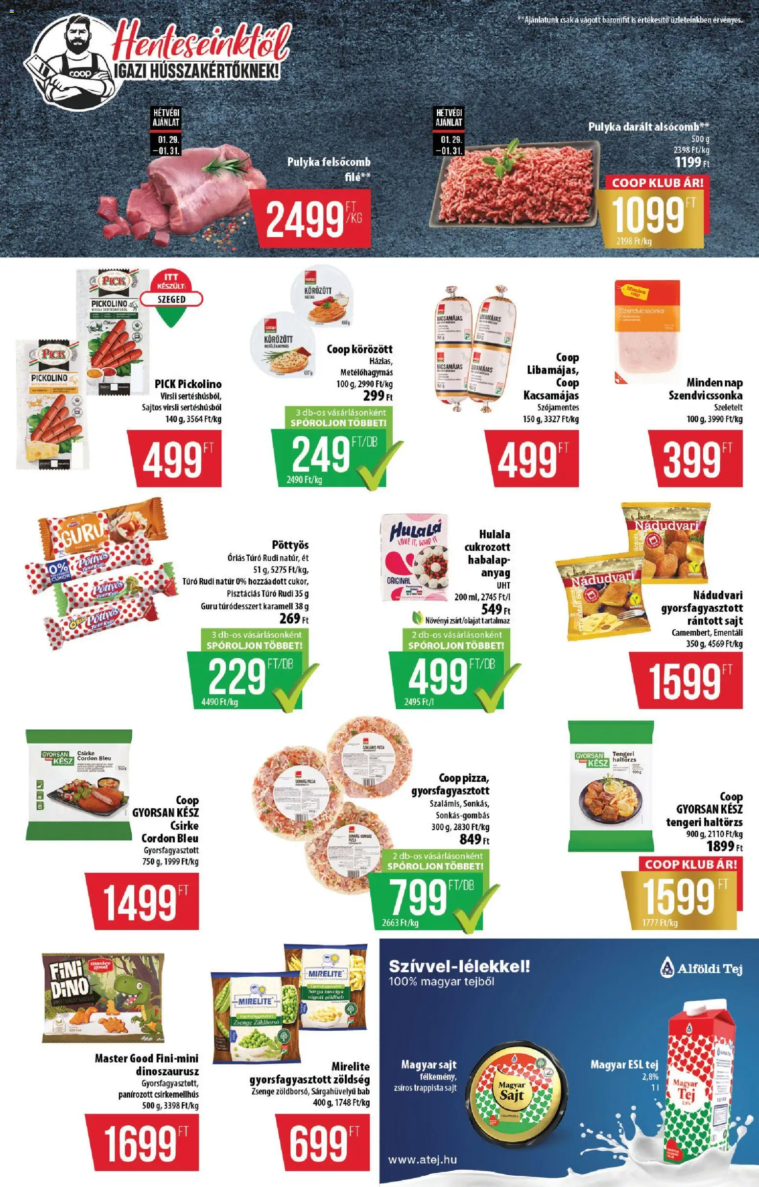 COOP akciós ujság - amely érvényes a következő dátumtól: 29.01.2026 | Oldal: 3 | Termékek: Sajt, Pizza, Zöldség, Zöldbab