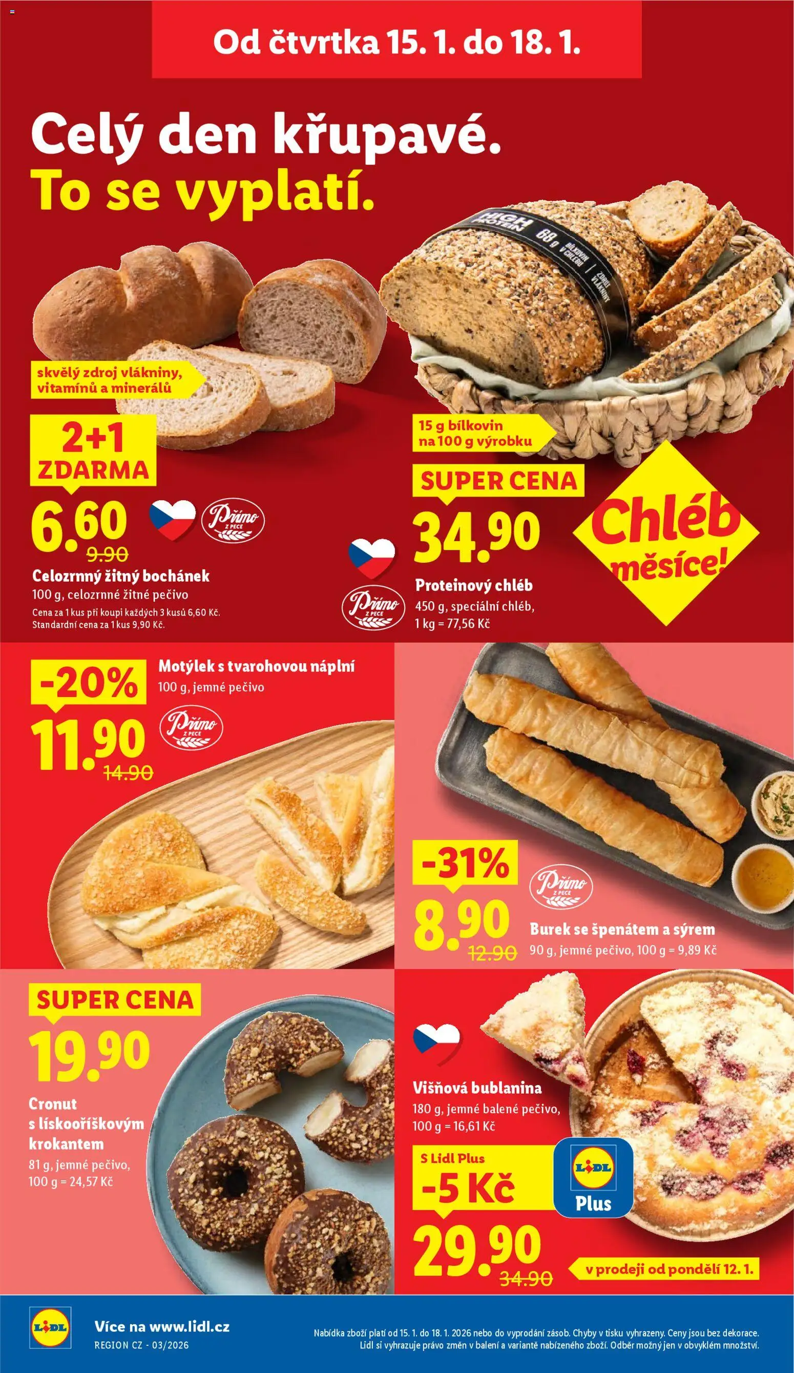 Lidl leták od 15.01.2026 | Strana: 12 | Produkty: Donut, Chléb, Cronut, Proteinový chléb