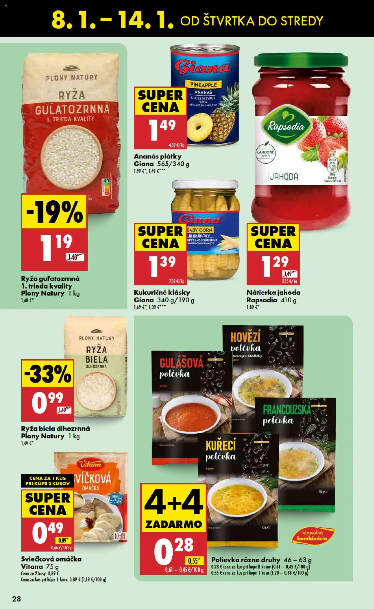 Nové Biedronka akcie – leták je platný od 08.01.2026 | Strana: 28 | Produkty: Ryža, Ananás, Omáčka