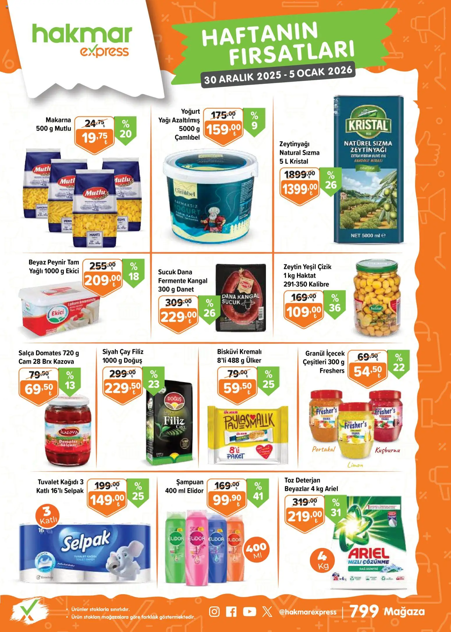 Hakmar Express Katalog - 30.12.2025 tarihinden itibaren geçerlidir | Sayfa: 1 | Ürünler: Peynir, Deterjan, Zeytin, Bisküvi