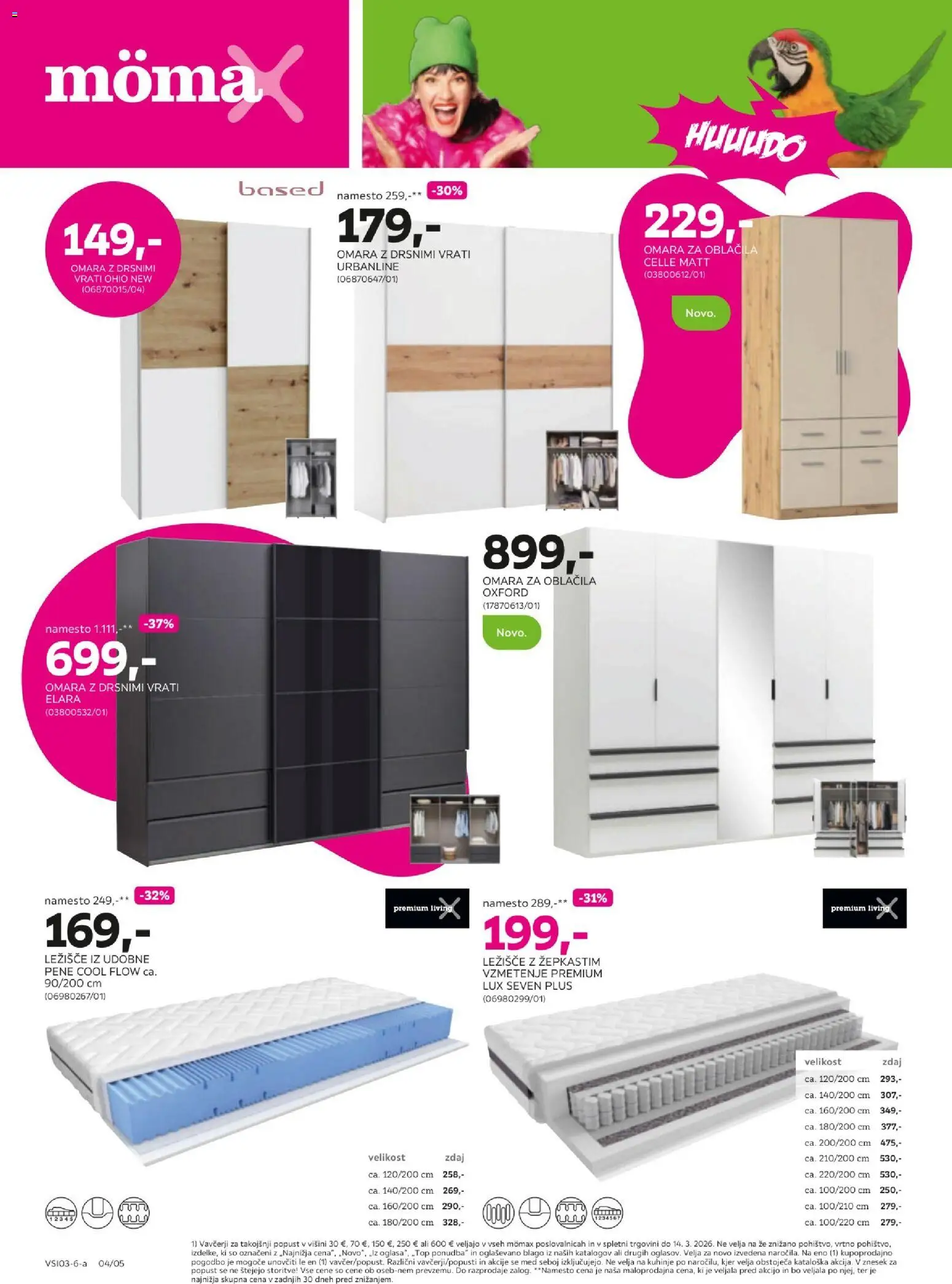 Novi Mömax katalog ponudbe – veljaven od 02.03.2026 | Stran: 4 | Izdelki: Ležišče, Omara, Oblacila