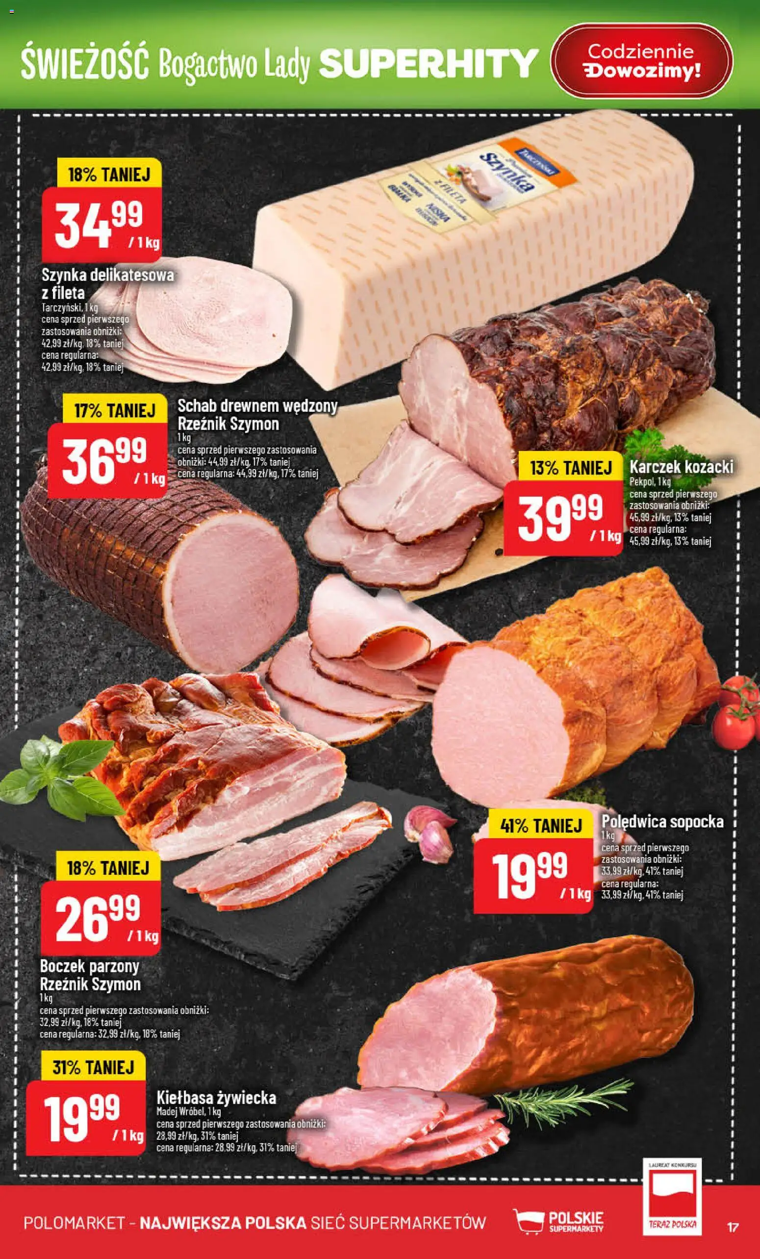 POLOmarket Gazetka od 21.01.2026 | Strona: 17 | Produkty: Kiełbasa, Szynka, Boczek, Boczek parzony