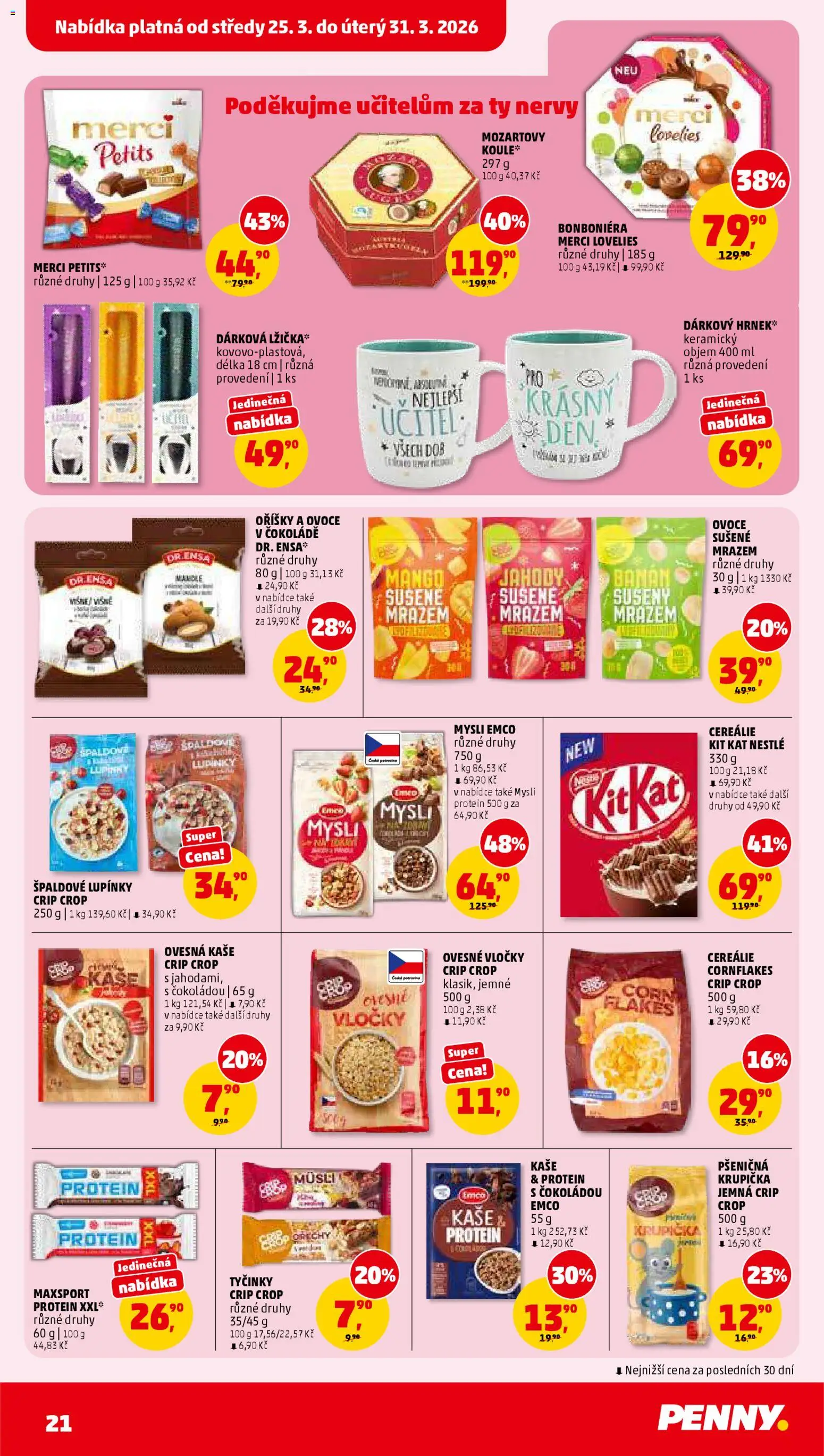 Penny Market leták od 25.03.2026 | Strana: 21 | Produkty: Crip Crop, Špaldové lupínky, Merci, Dove