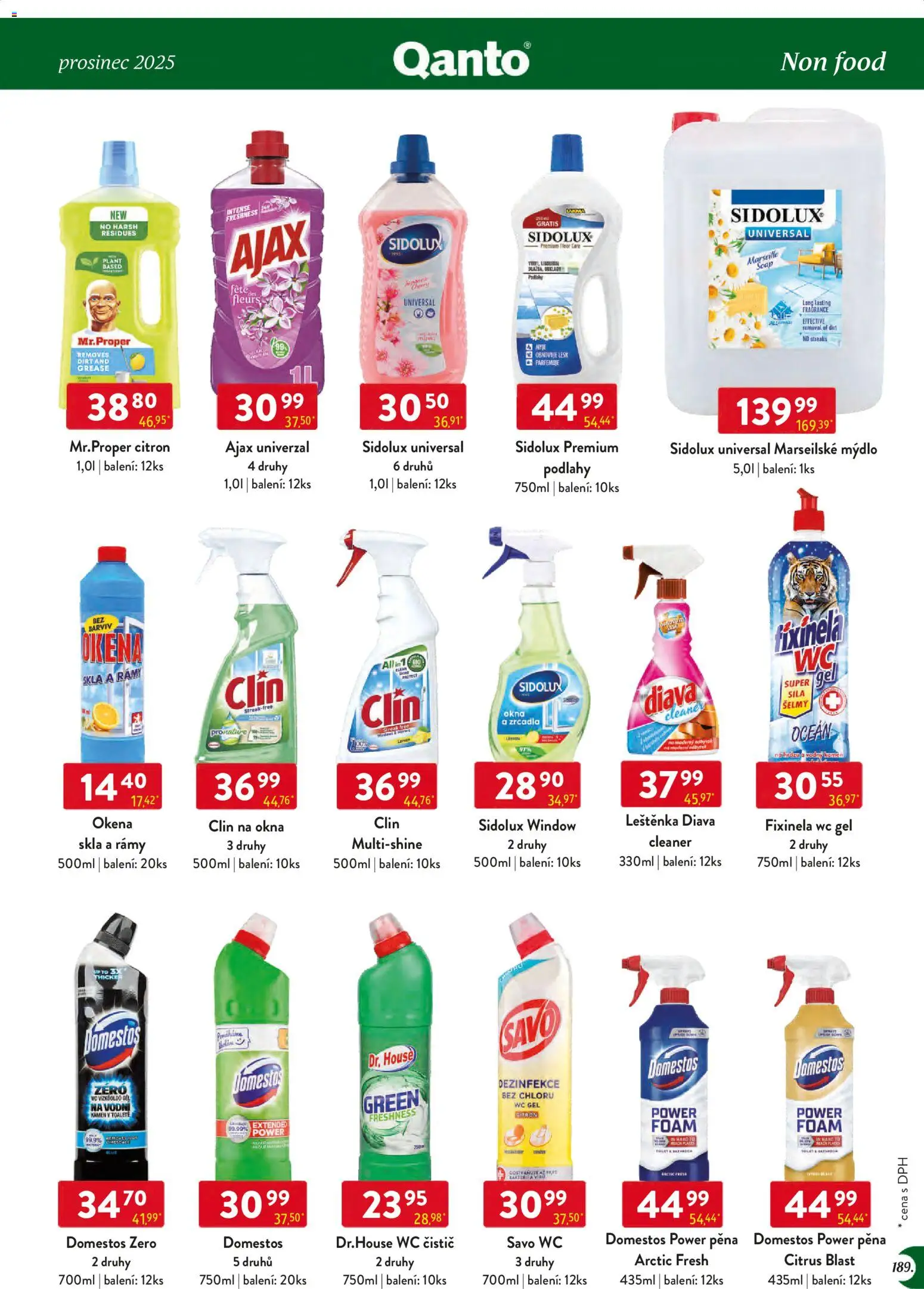 Astur & Qanto leták - Velkoobchod 12/2025 od 01.12.2025 | Strana: 189 | Produkty: Mýdlo, Citron, Domestos, Sidolux