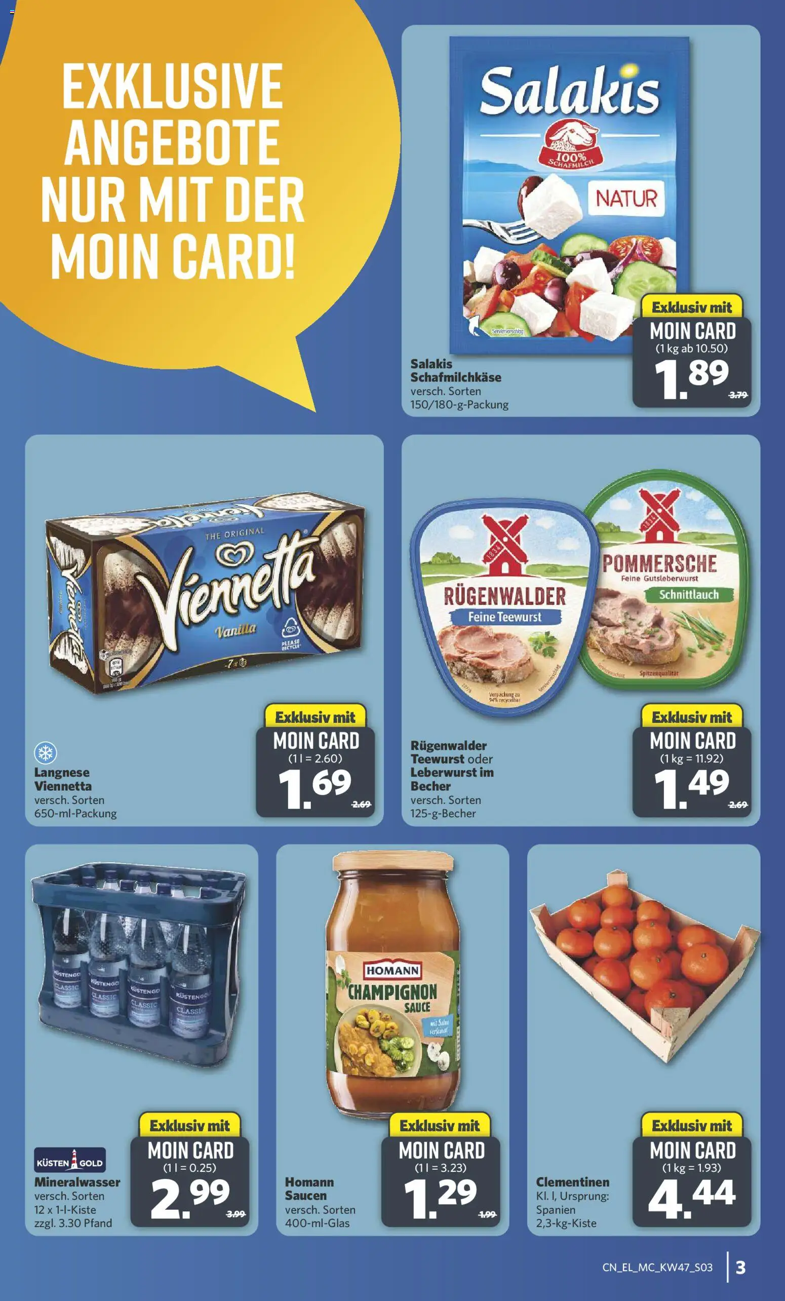 Combi Sonderangebote – gültig ab 17.11.2025 | Seite: 3 | Produkte: Langnese, Mineralwasser, Salakis