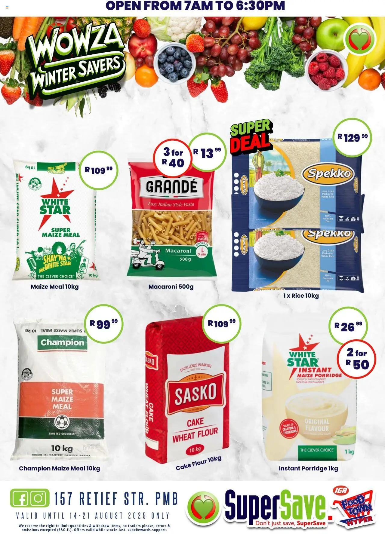 Super Save Specials │ valid from 14.08.2025 | Page: 38 | Products: Cake, Flour, Maize meal, Vitamins