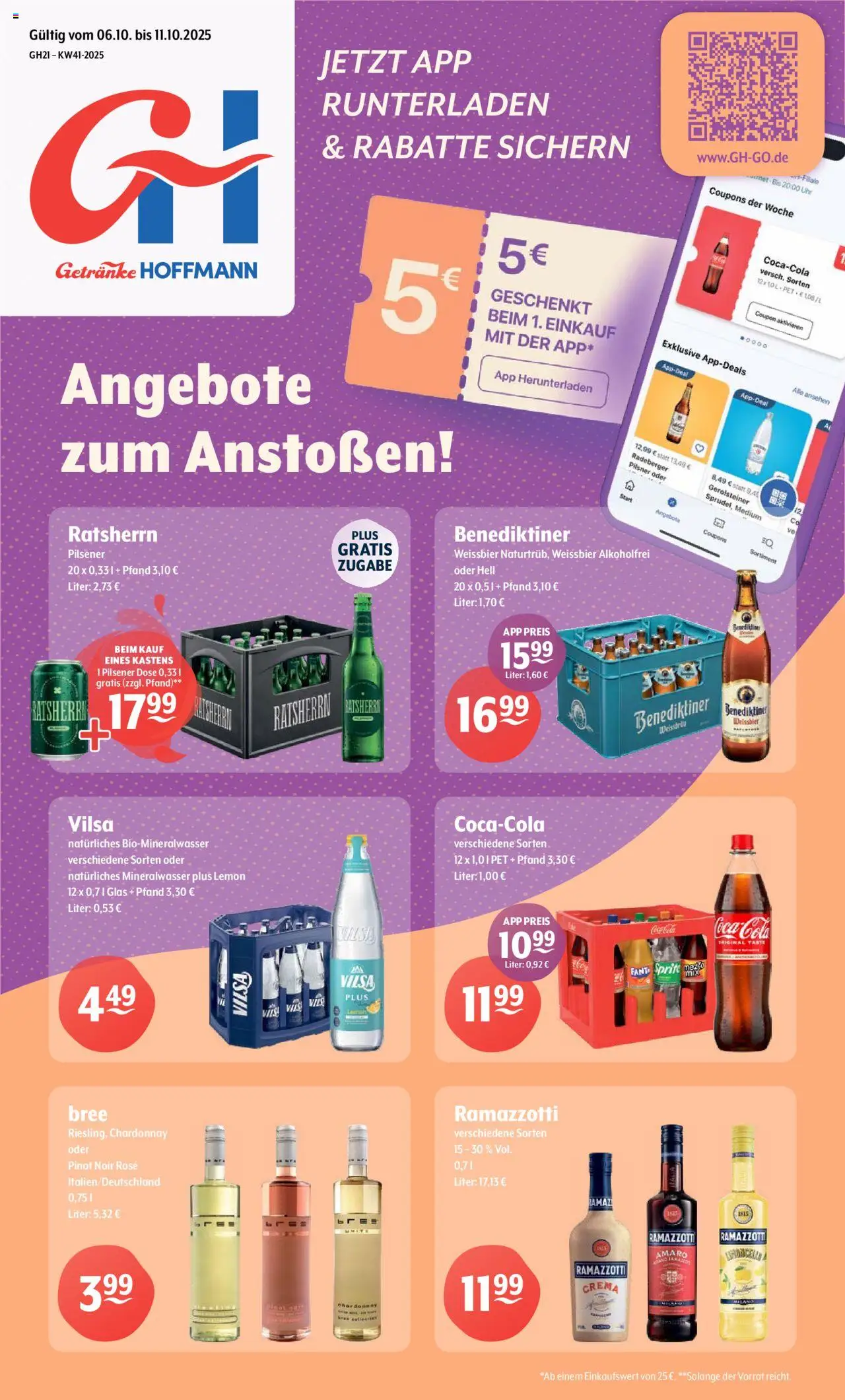 Getränke Hoffmann - Hamburg – gültig ab 06.10.2025 | Seite: 1 | Produkte: Sprite, Cola, Weißbier, Bree