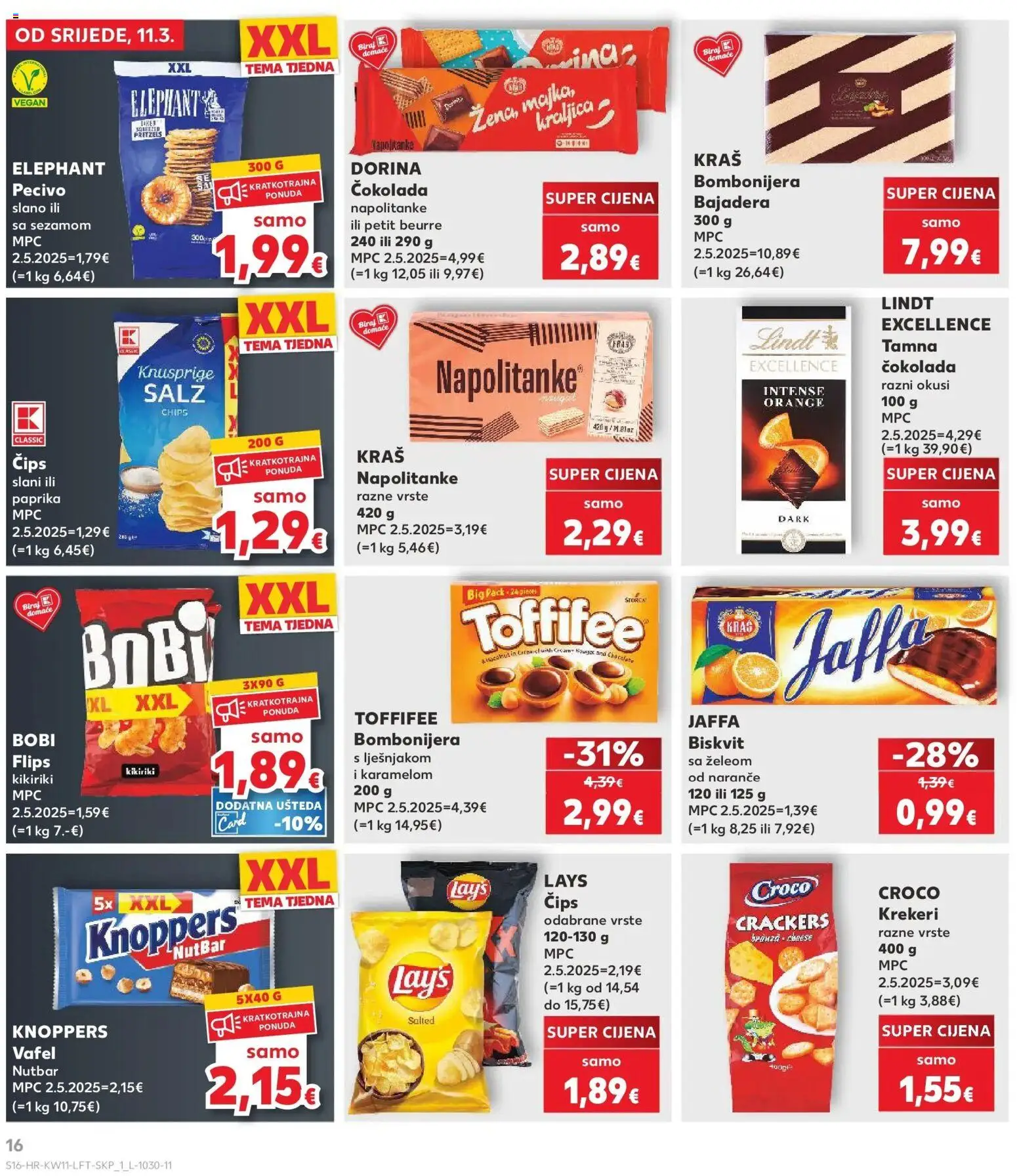 Kaufland katalog | vrijedi od 10.03.2026 | Stranica: 16 | Proizvodi: Lindt, Dorina, Čokolada, Paprika