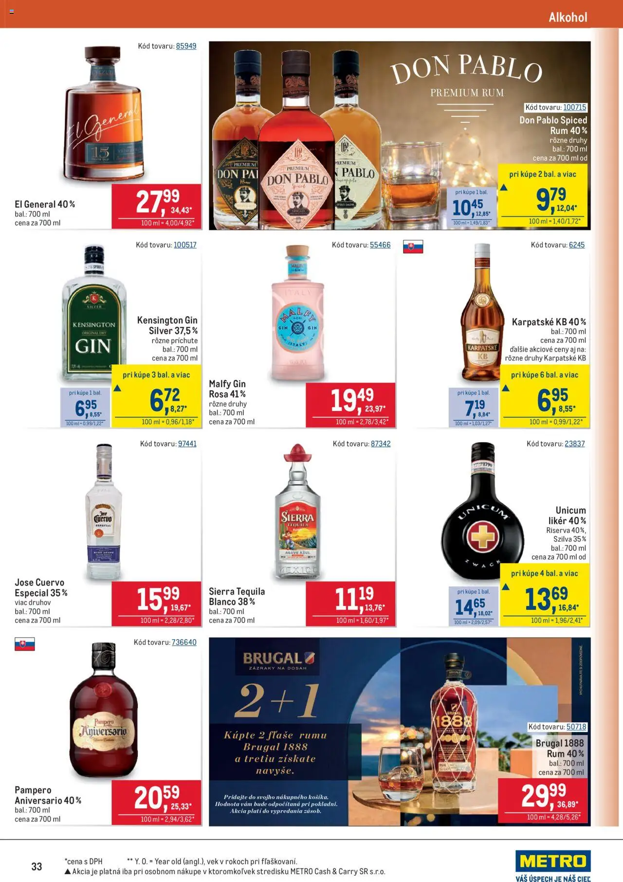 Metro maloobchod │ platný od 16.07.2025 | Strana: 33 | Produkty: Gin, Alkohol, Tequila, Rum