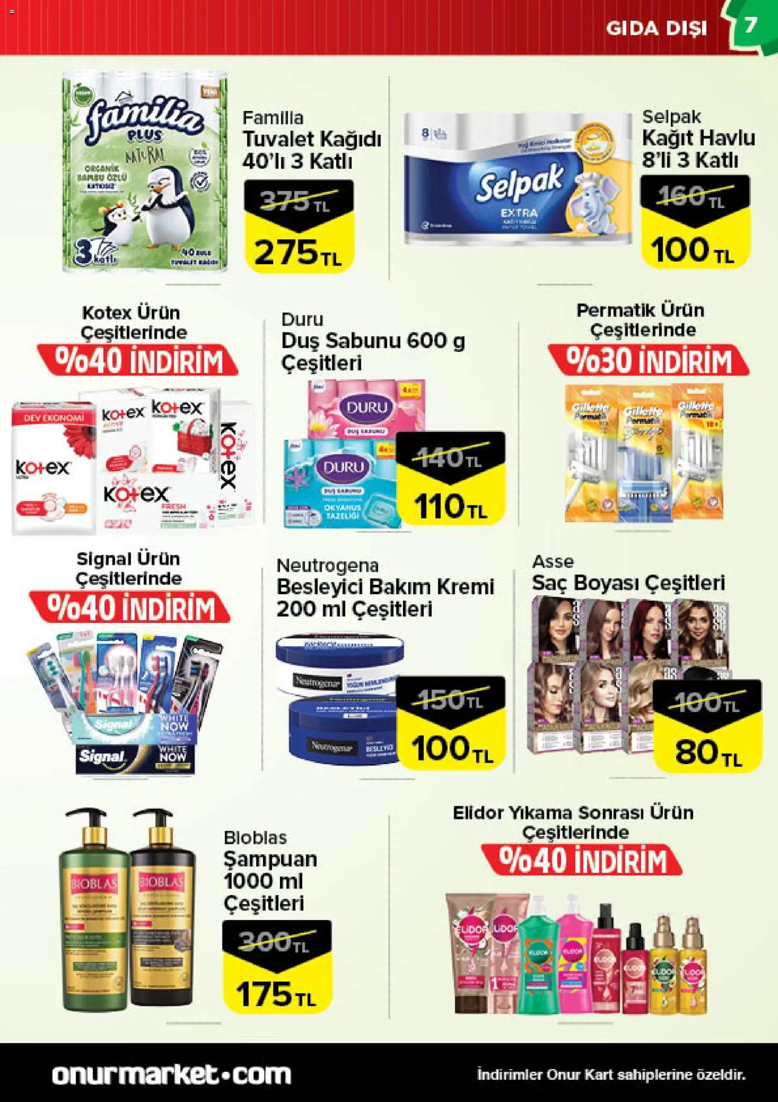 Onur Market Katalog -Trakya - 02.01.2026 tarihinden itibaren geçerlidir | Sayfa: 7 | Ürünler: Tuvalet, Duş, Şampuan, Tuvalet kağıdı