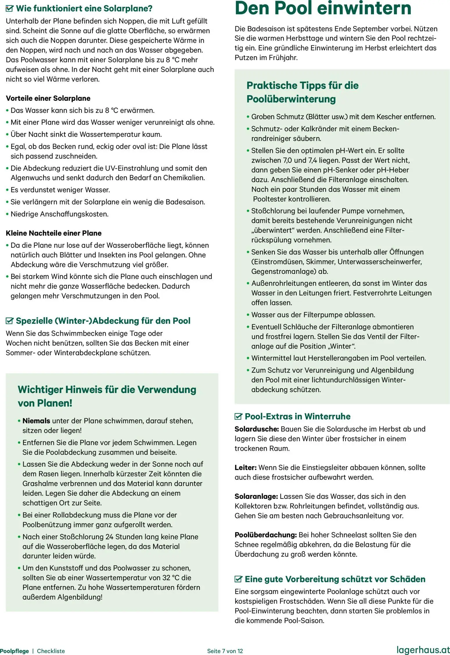 Lagerhaus  Checkliste Poolpflege und Gartenteichpflege gültig ab 12.11.2025 | Seite: 7 | Produkte: Wasser