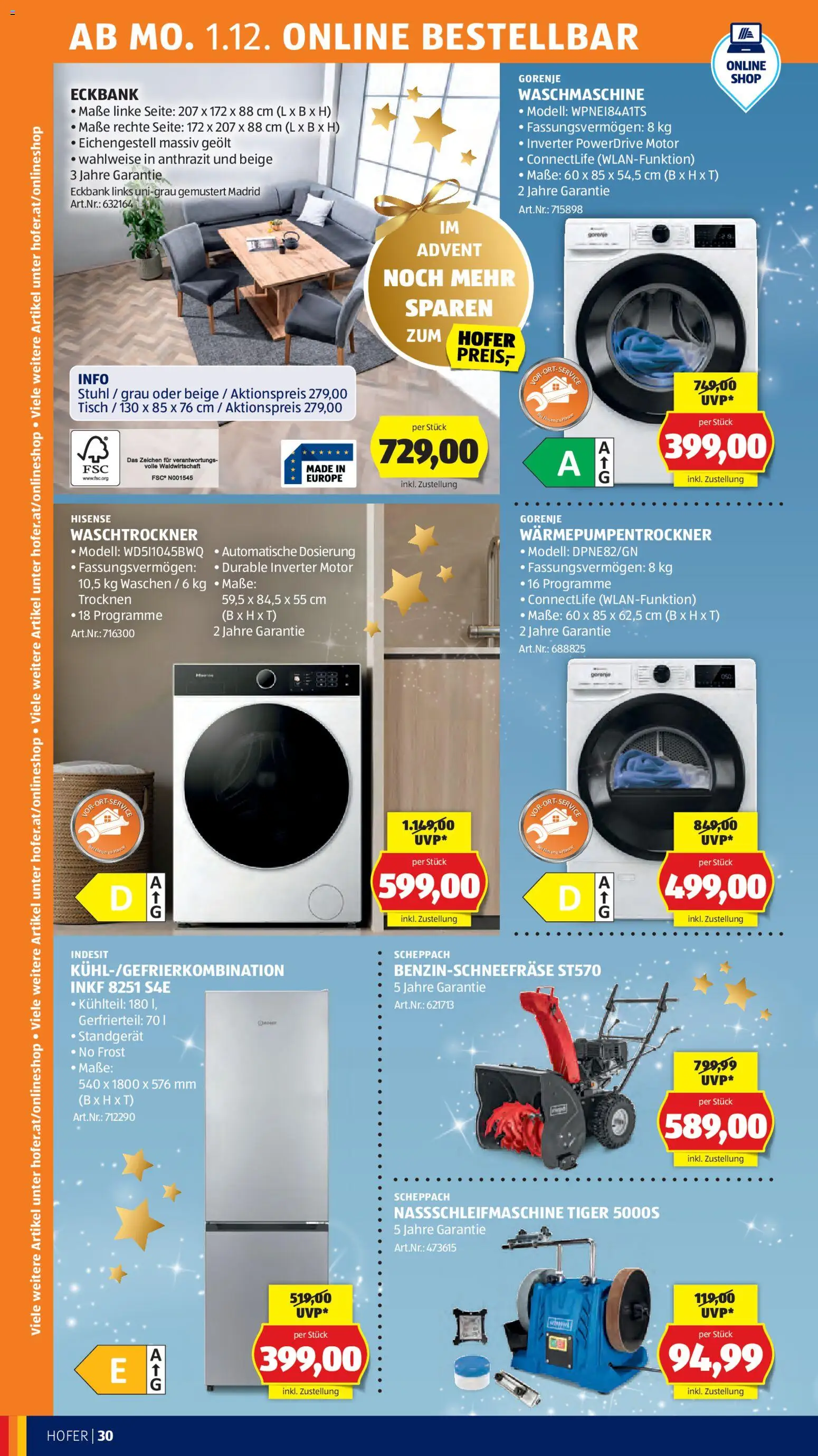 Hofer - Black Friday gültig ab 28.11.2025 | Seite: 46 | Produkte: Waschmaschine, Tisch, Stuhl