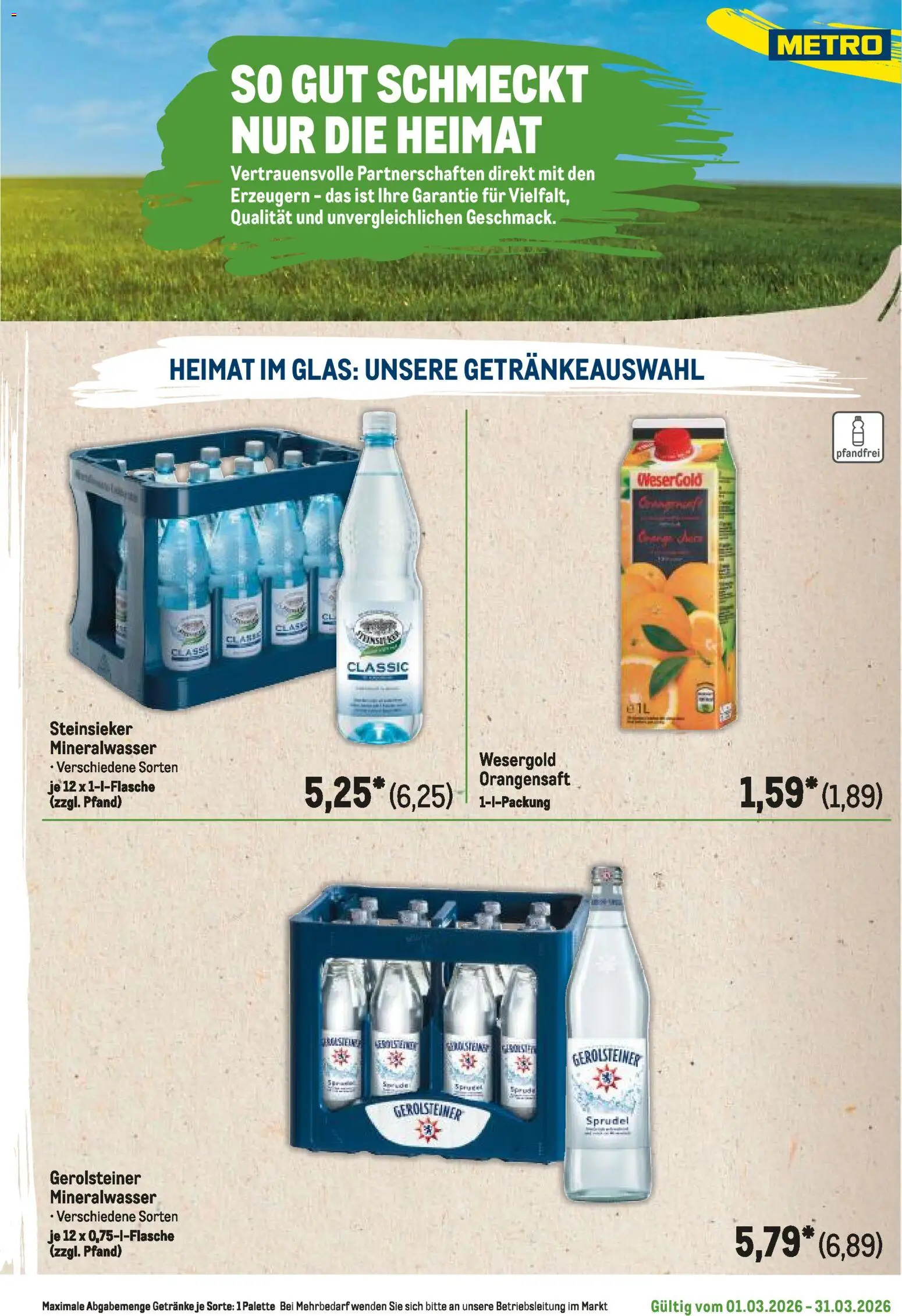 Metro Regionaler Flyer – gültig ab 01.03.2026 | Seite: 23 | Produkte: Orangensaft, Mineralwasser, Gerolsteiner
