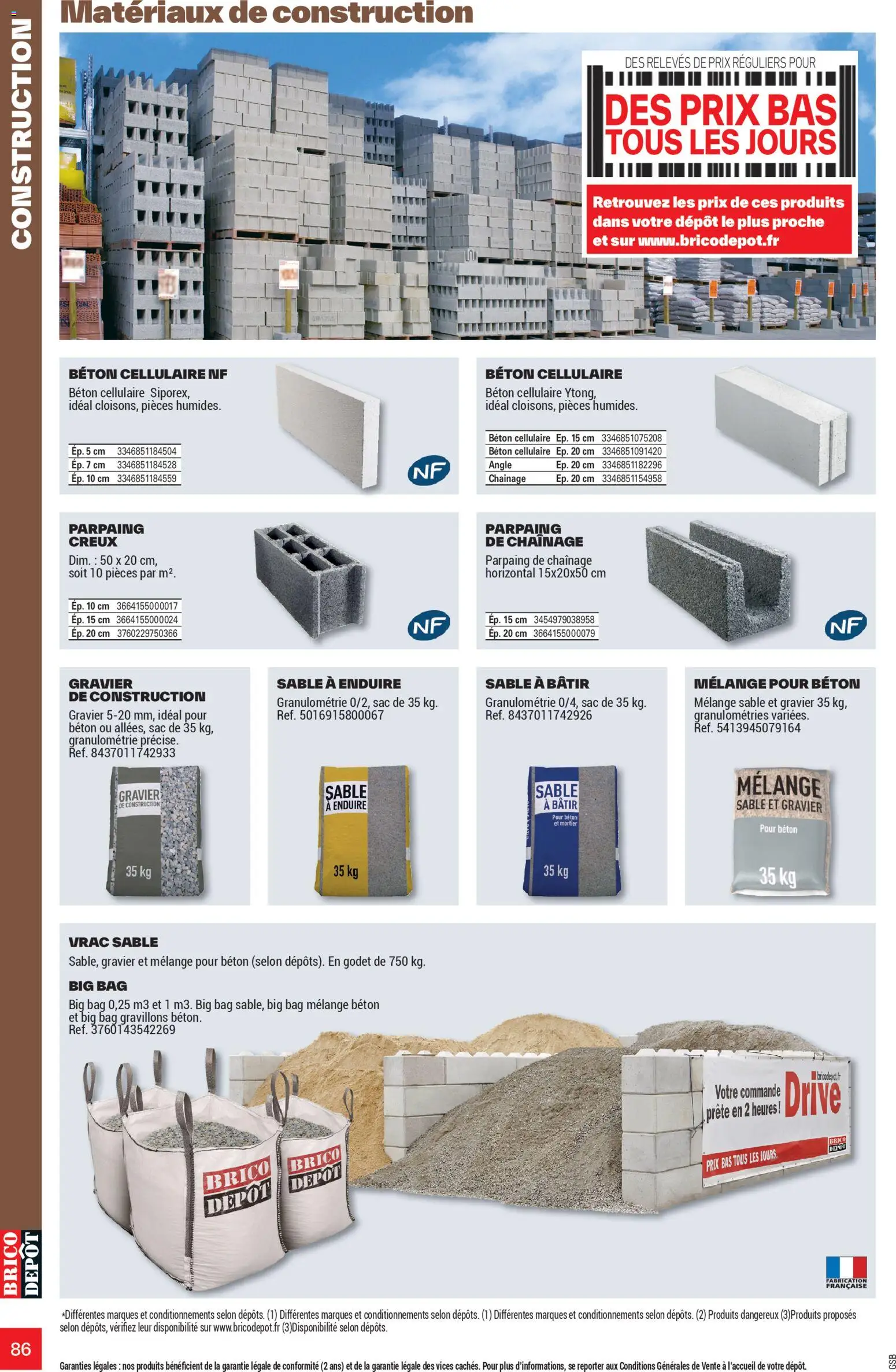 {H1} | Page: 86 | Produits: Sac, Mortier, Gravier
