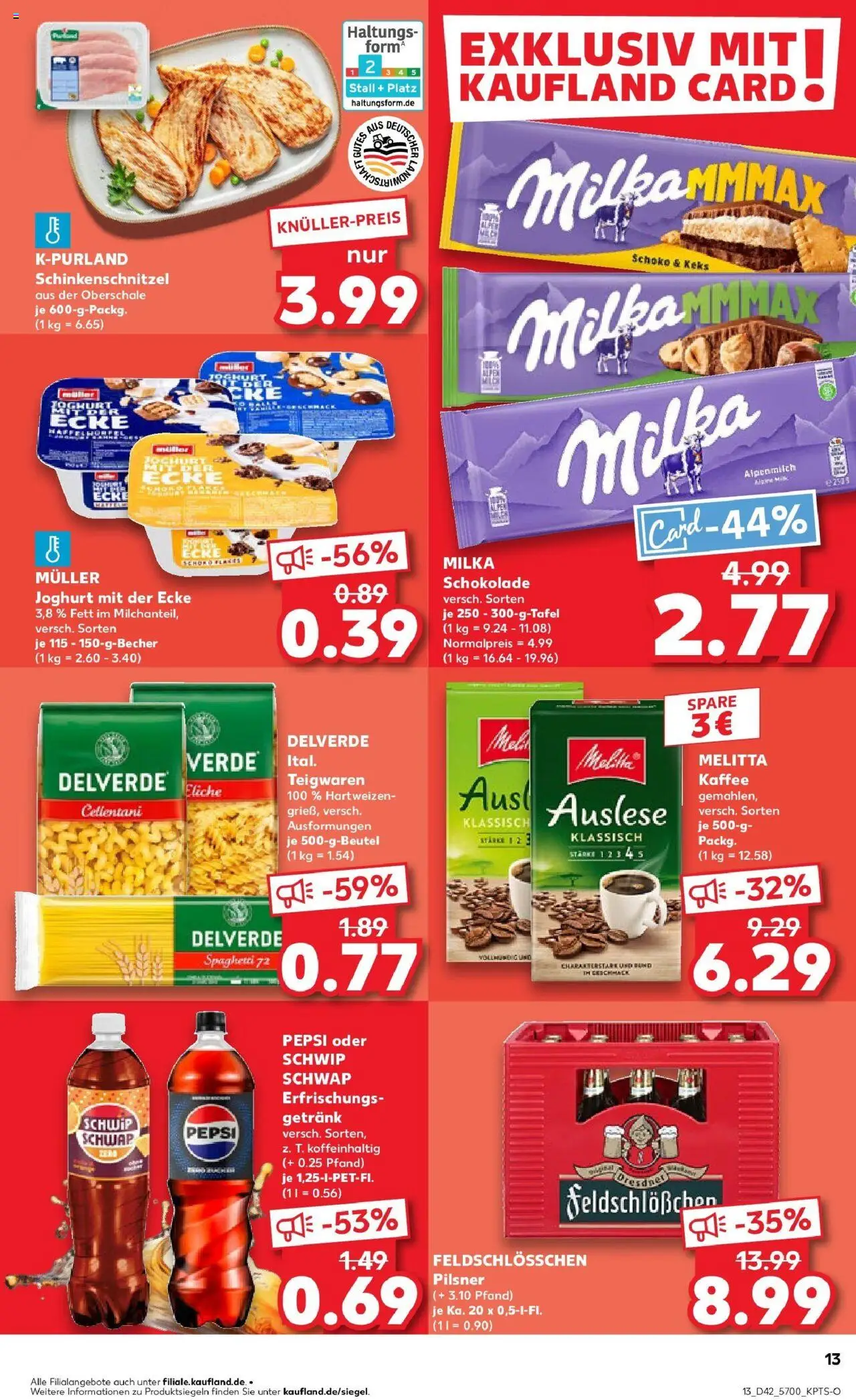 Kaufland prospekt Marienberg	 – gültig ab 19.10.2025 | Seite: 13 | Produkte: Melitta kaffee, Joghurt, Schwip schwap, Schnitzel