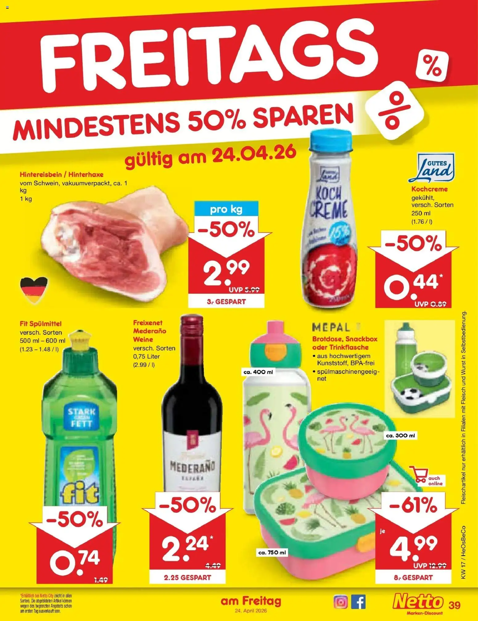 Netto Marken-Discount Prospekt Bitterfeld-Wolfen	 – gültig ab 20.04.2026 | Seite: 55 | Produkte: Freixenet, Creme, Wurst, Fleisch