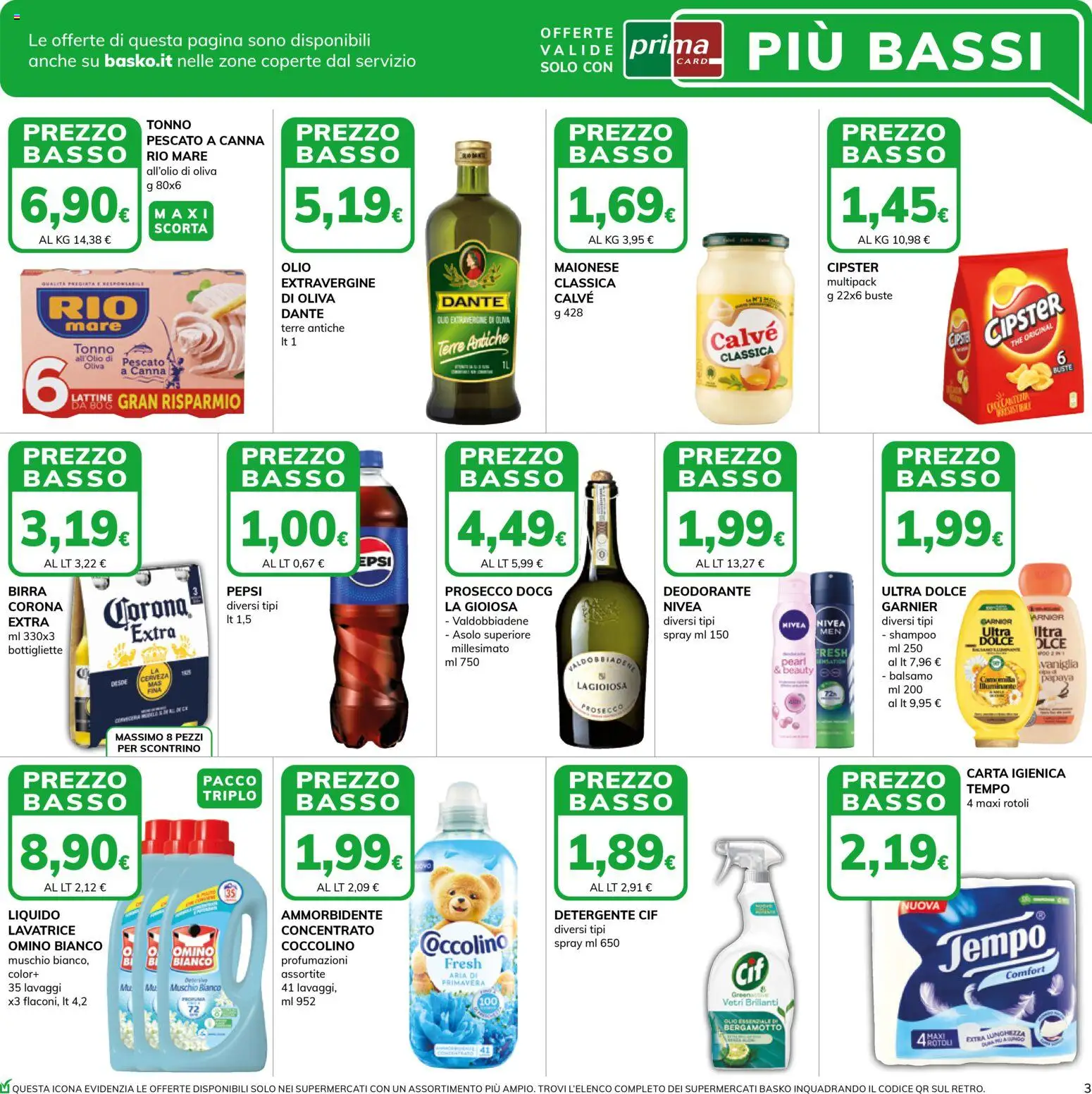 Volantino Basko del 11.11.2025 | Pagina: 3 | Prodotti: Carta igienica, Detergente, Prosecco, Pepsi