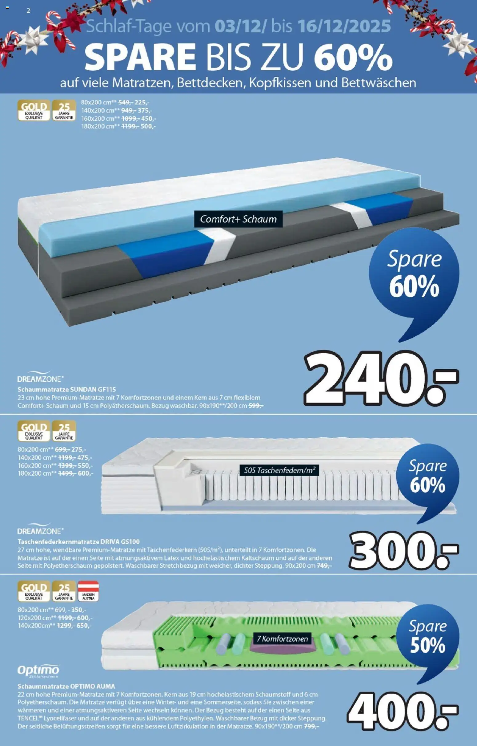 JYSK Angebote gültig ab 01.12.2025 | Seite: 2 | Produkte: Matratze