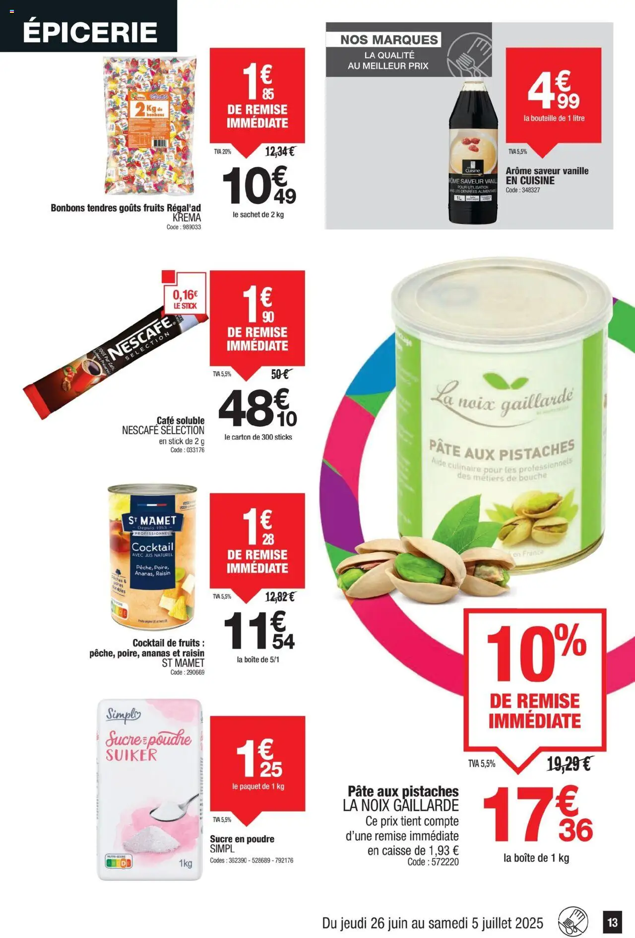  | Page: 13 | Produits: Sucre en poudre, Jus, Ananas, Bonbons