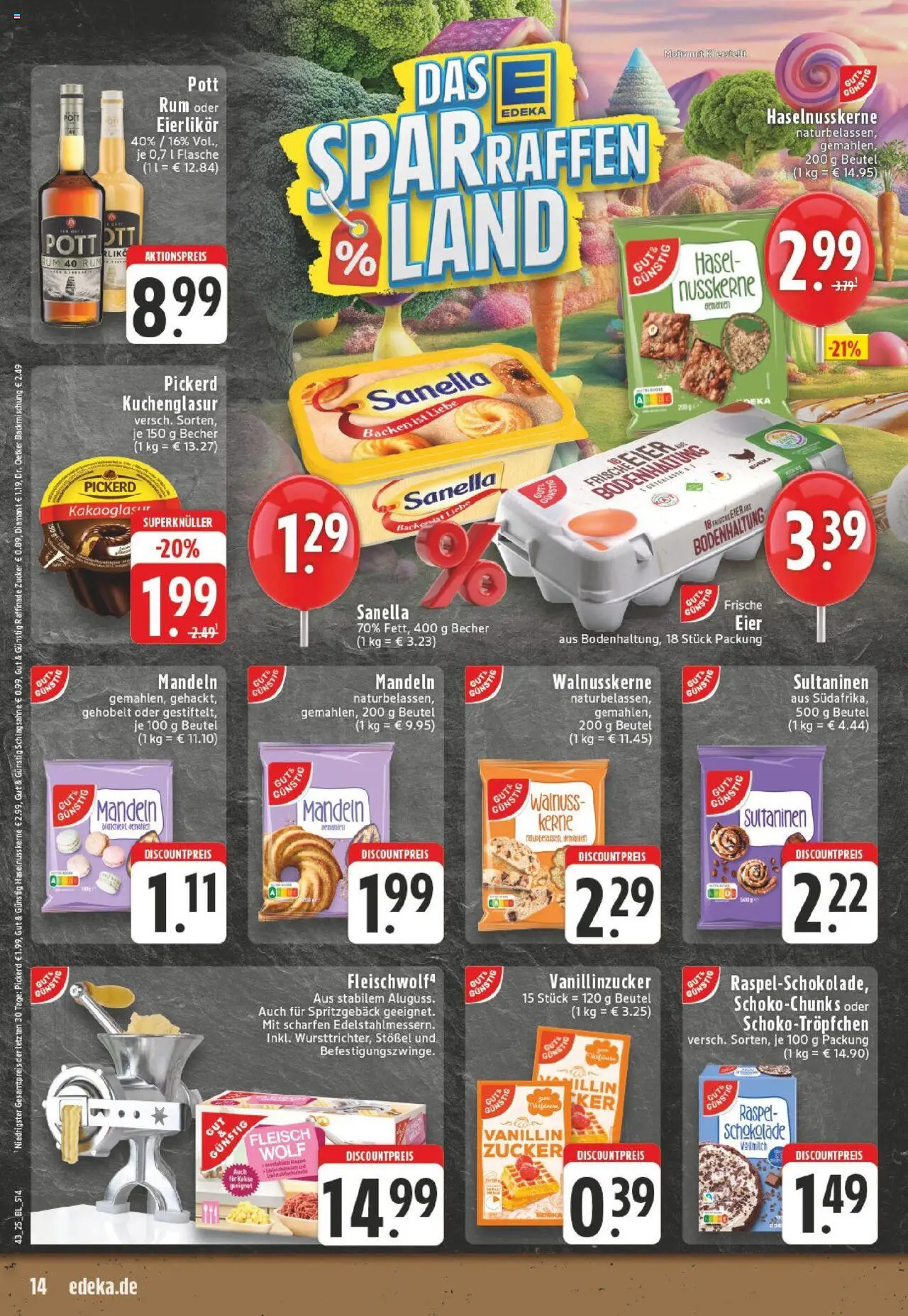 Edeka prospekt Lindlar	 – gültig ab 19.10.2025 | Seite: 14 | Produkte: Schlagsahne, Rum, Zucker, Fleisch
