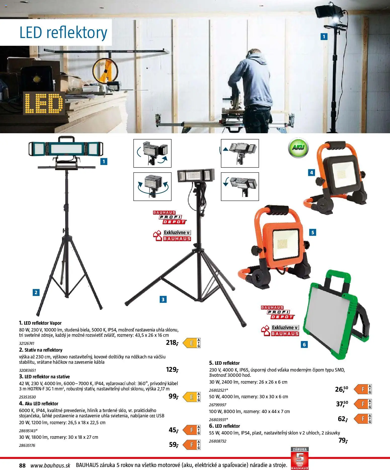Nové Bauhaus akcie – leták je platný od 26.01.2026 | Strana: 88 | Produkty: Led reflektor, Reflektor, Náradie, Aku