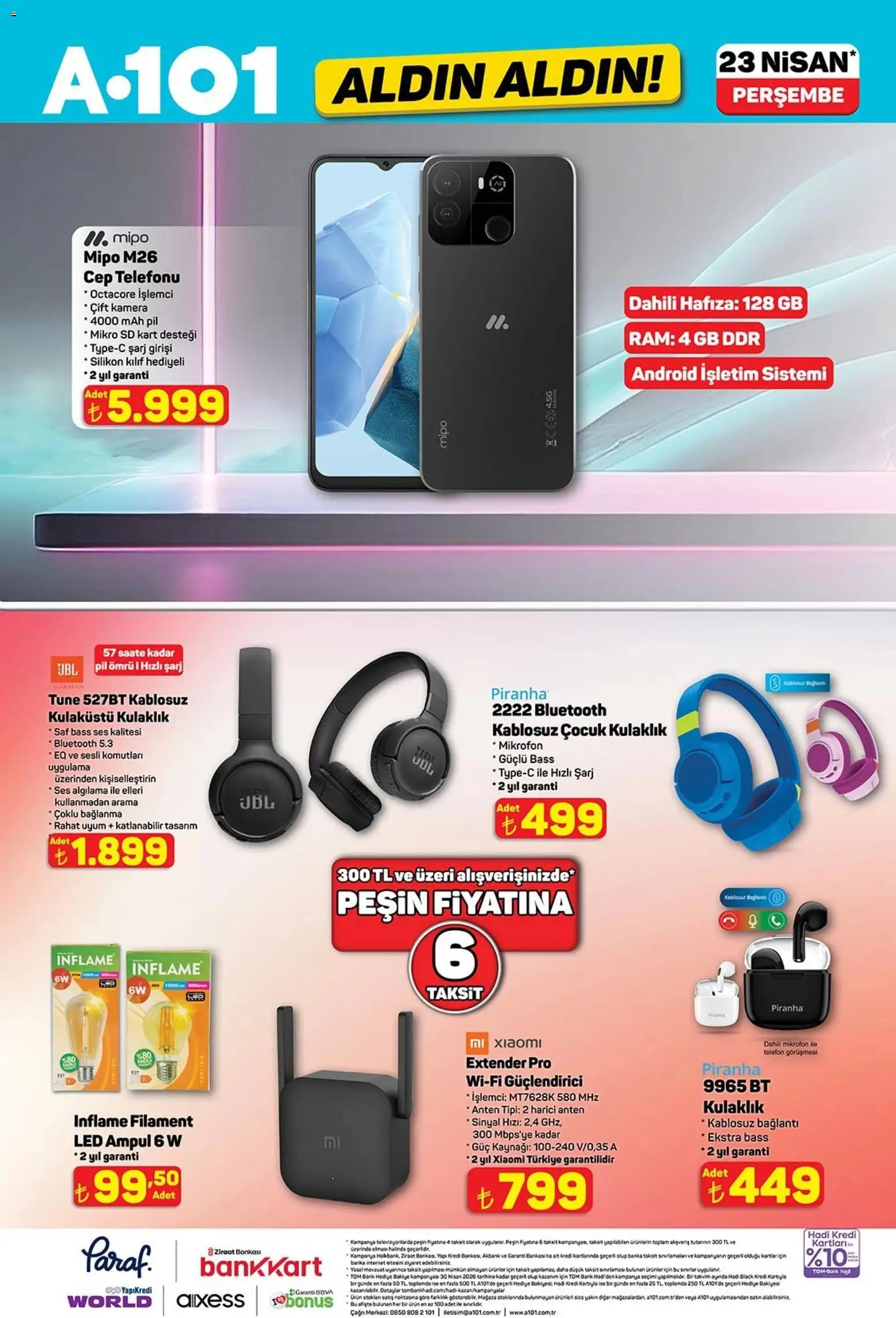 A101 - Katalog Aldın Aldın - 23.04.2026 tarihinden itibaren geçerlidir | Sayfa: 7 | Ürünler: Pil, Telefon, Ses, Kulaklık