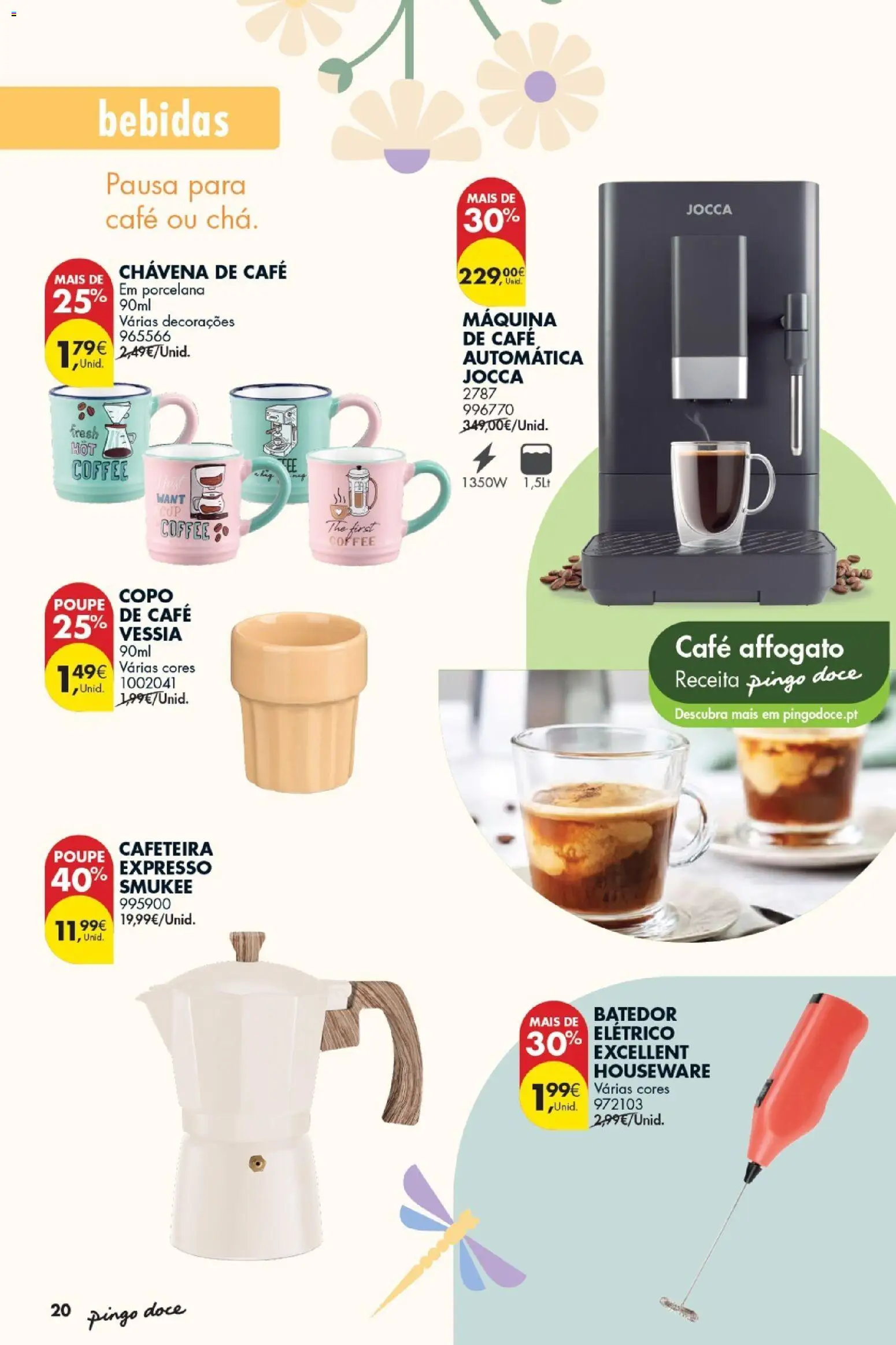 Pingo Doce - Bazar Primavera │ válido de 07.04.2026 | Página: 20 | Produtos: Máquina de café, Batedor, Cafeteira, Café