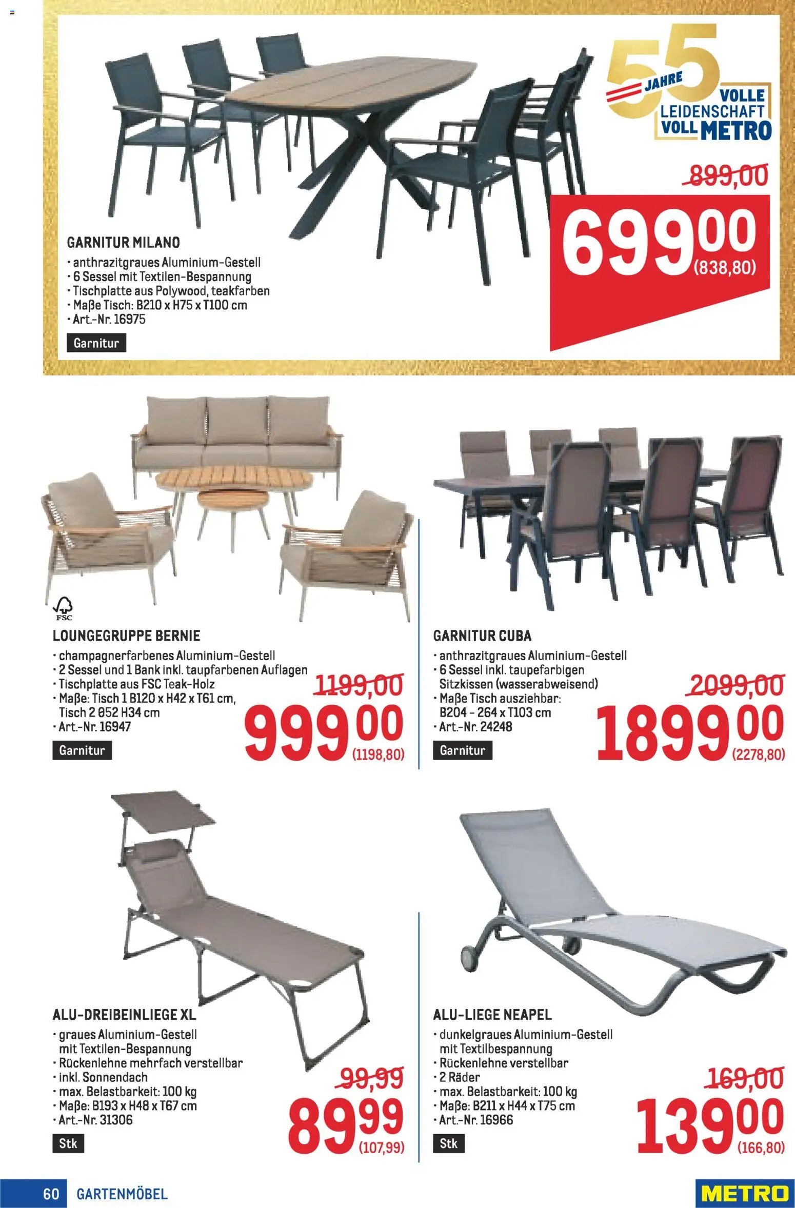 Metro angebote Profi gültig ab 30.04.2026 | Seite: 60 | Produkte: Sessel, Tisch, Gartenmöbel