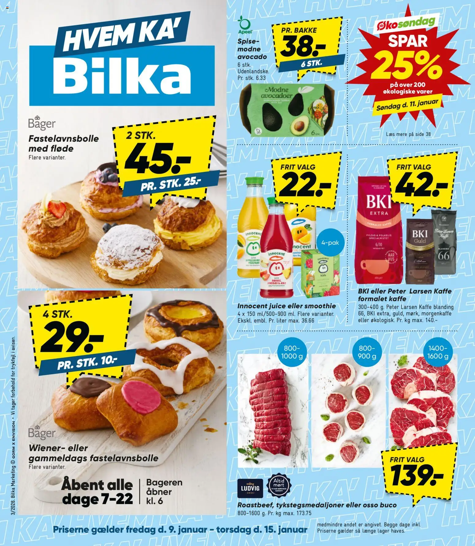 Bilka tilbudsavis – gyldig fra 09.01.2026 | Side: 1 | Produkter: Kaffe, Juice, Fløde, Avocado