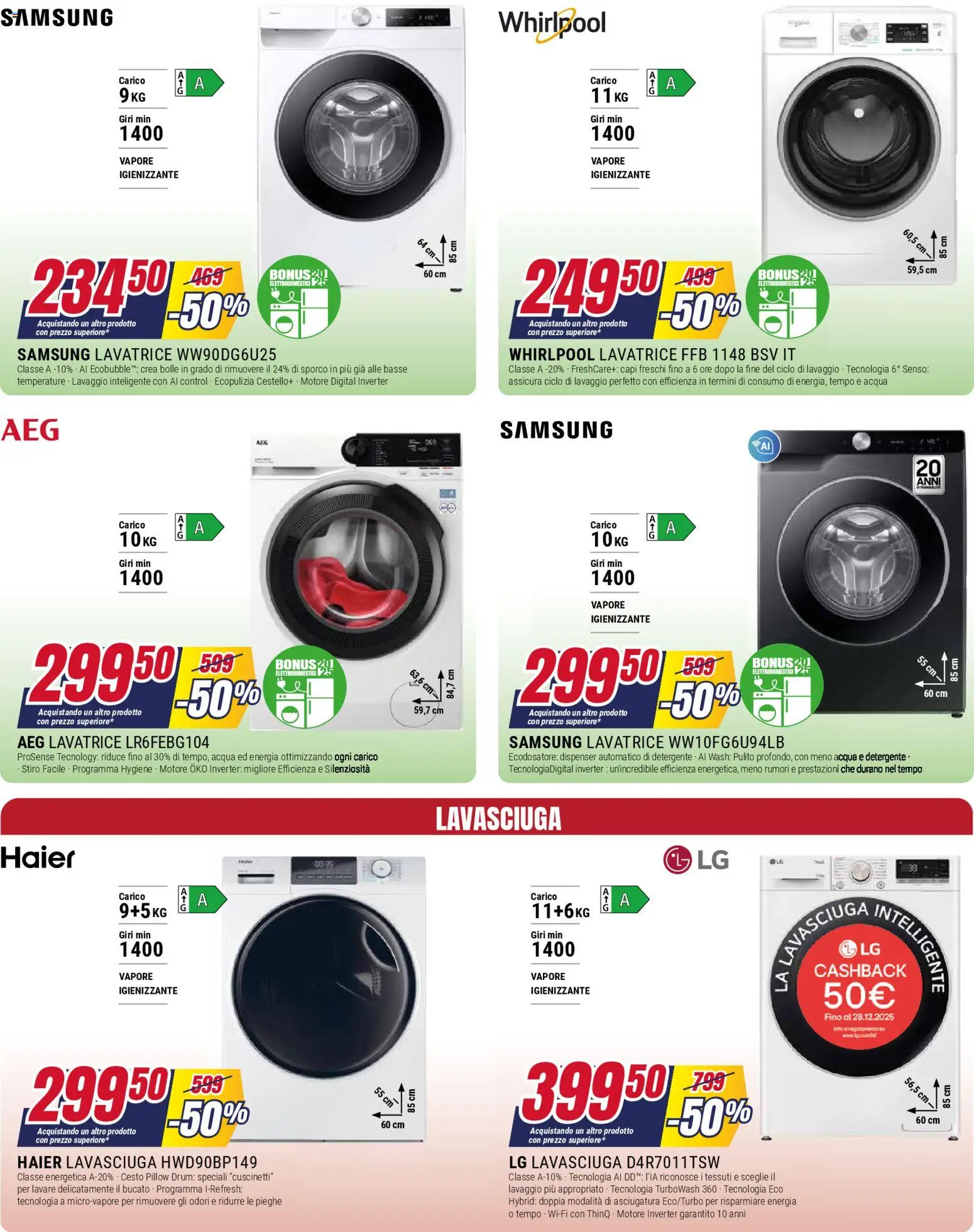 Volantino Trony del 04.12.2025 | Pagina: 4 | Prodotti: Detergente, Acqua, Lavatrice, Samsung