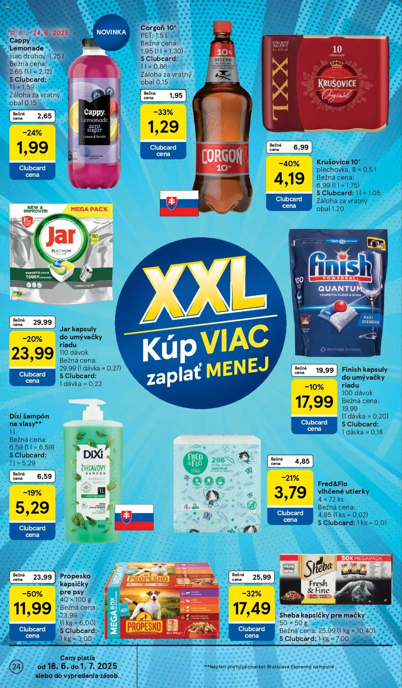 Tesco Hypermarket - leták │ platný od 18.06.2025 | Strana: 24 | Produkty: Pivo, Krušovice, Corgoň, Jar