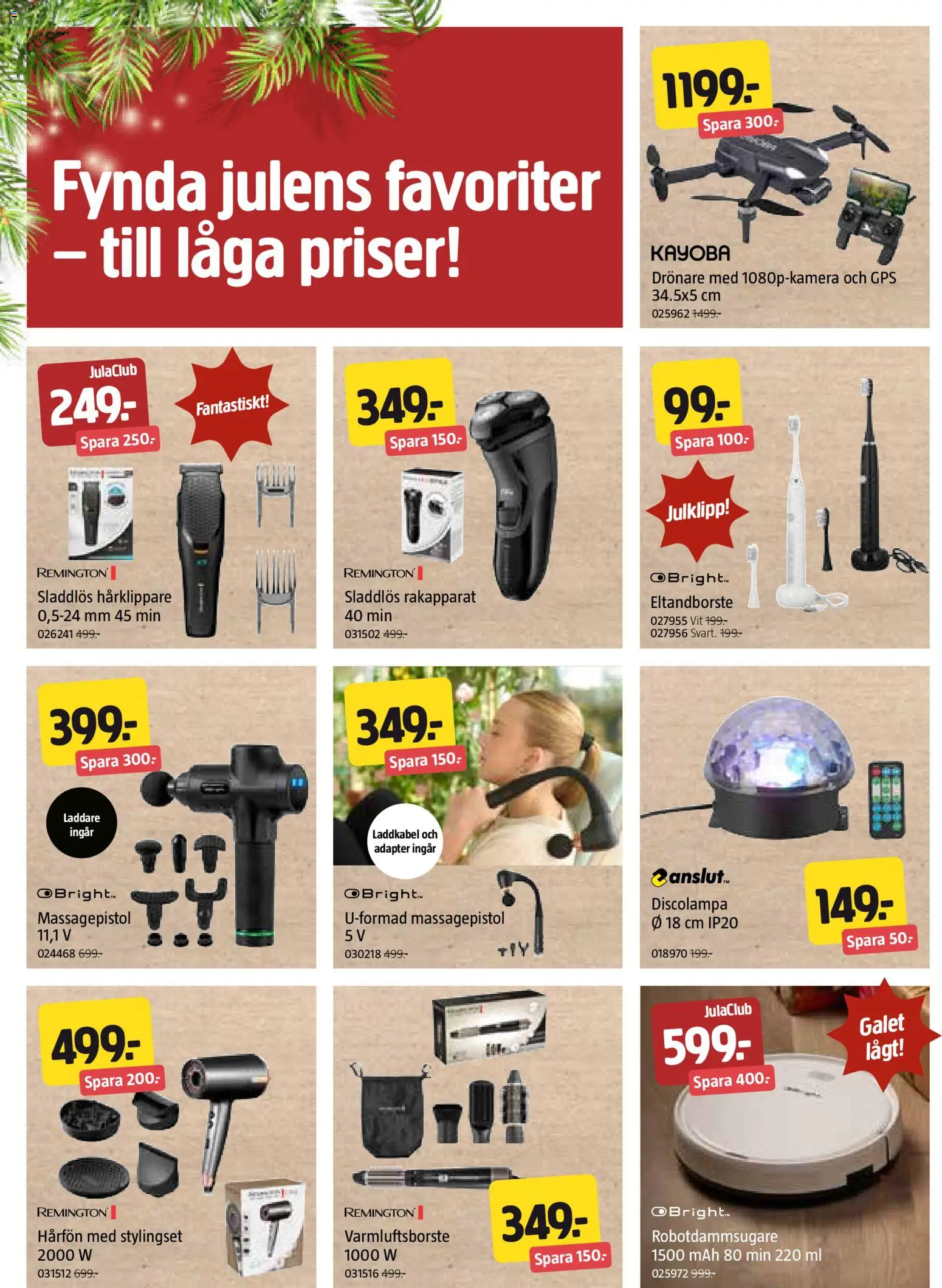 Jula reklamblad aktuell från 15.12.2025 | Sida: 2 | Produkter: Eltandborste, Robotdammsugare, Adapter, Massagepistol