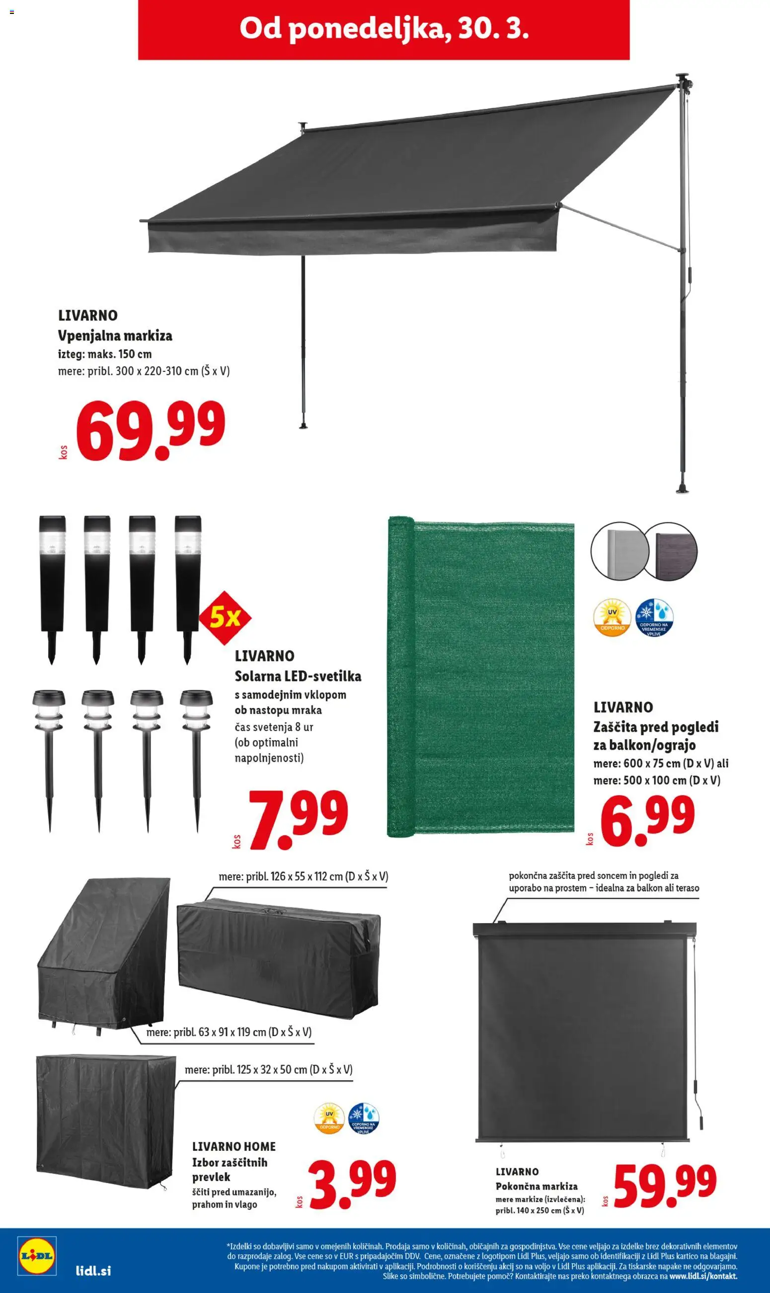 Novi Lidl katalog ponudbe – veljaven od 20.04.2026 | Stran: 30 | Izdelki: Markiza, Zaščita pred soncem