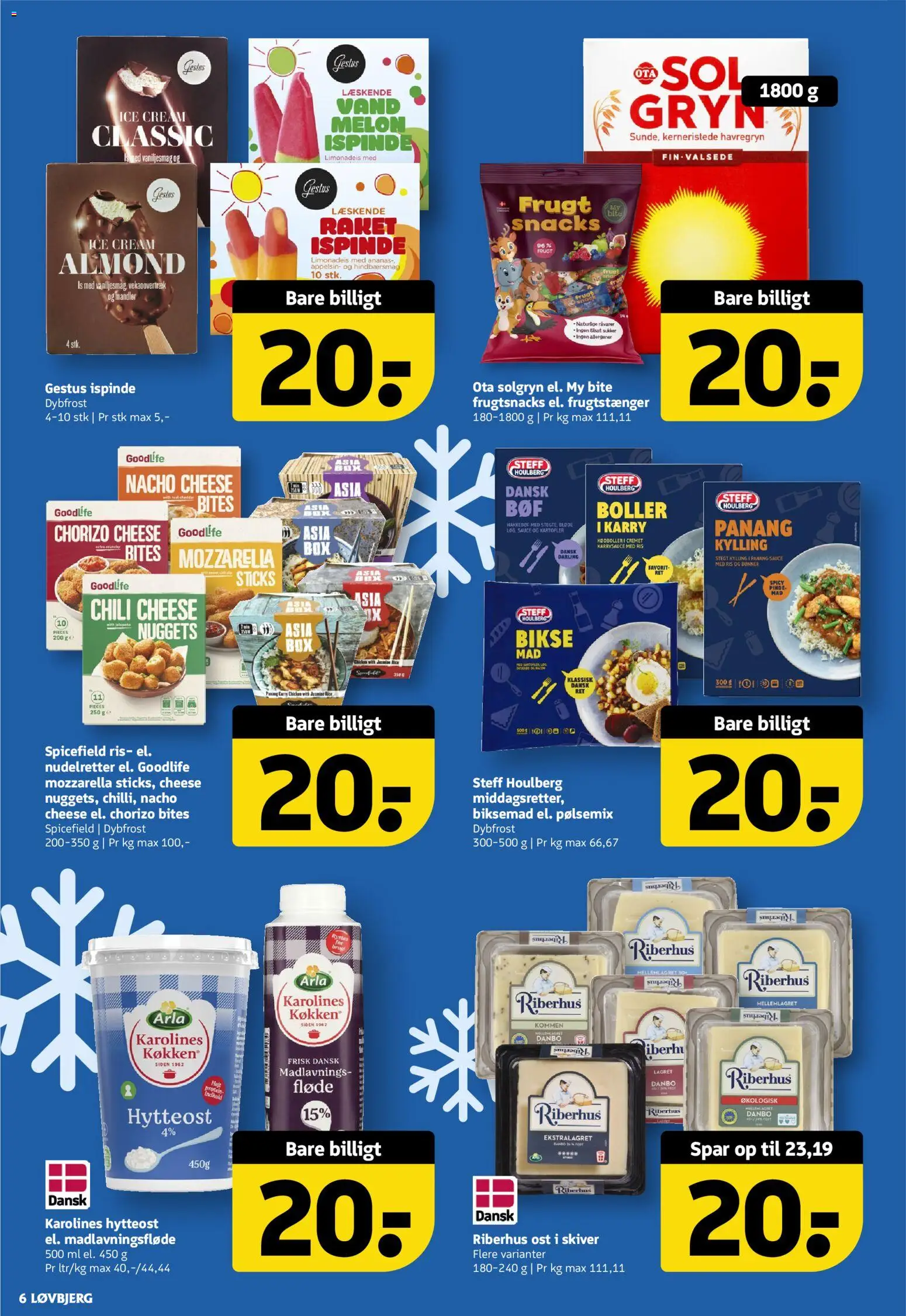 Løvbjerg tilbudsavis – gyldig fra 23.01.2026 | Side: 6 | Produkter: Ost, Nuggets, Bønner, Is